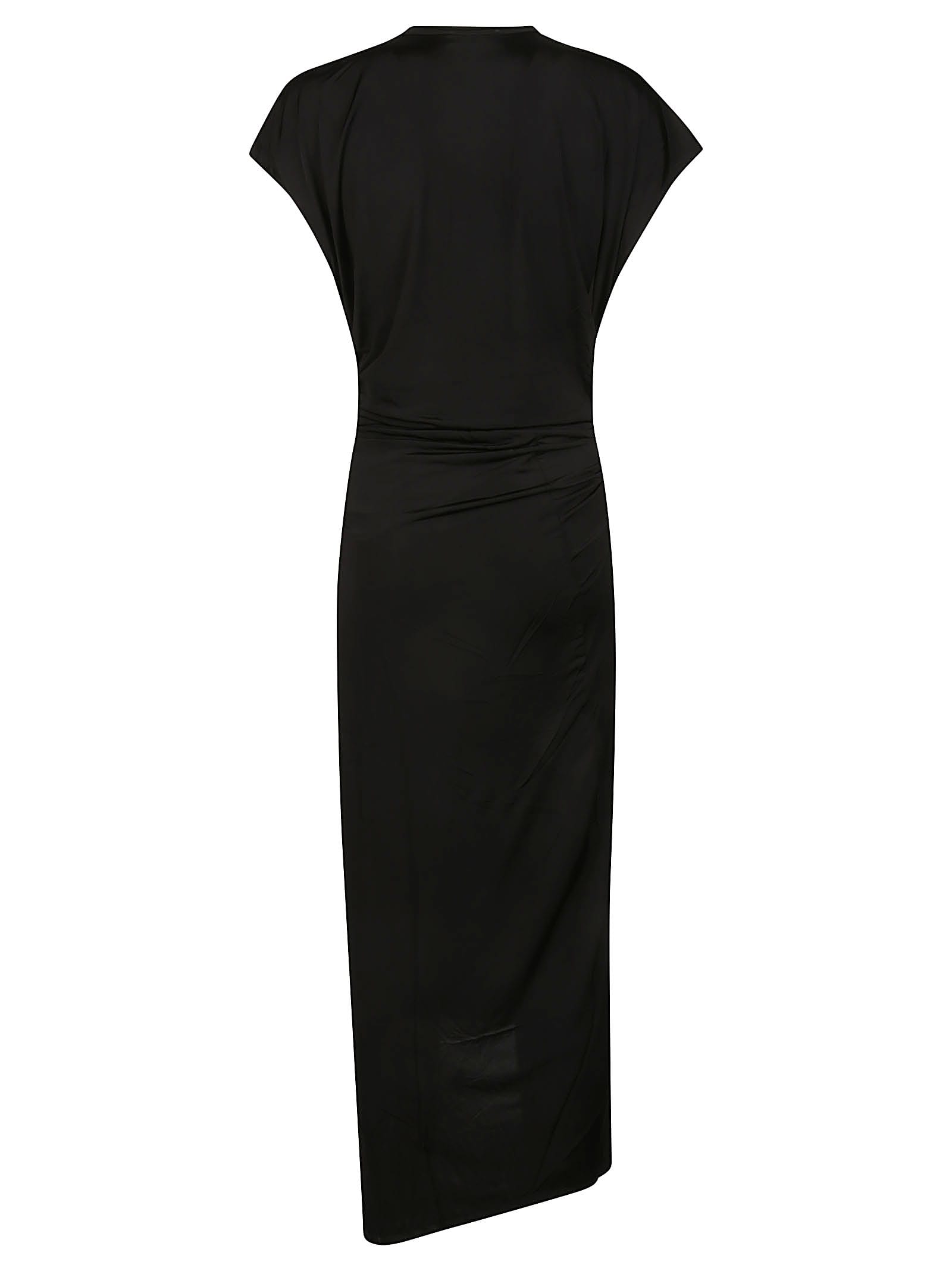Shop Paco Rabanne Draped Midi Dress In Black
