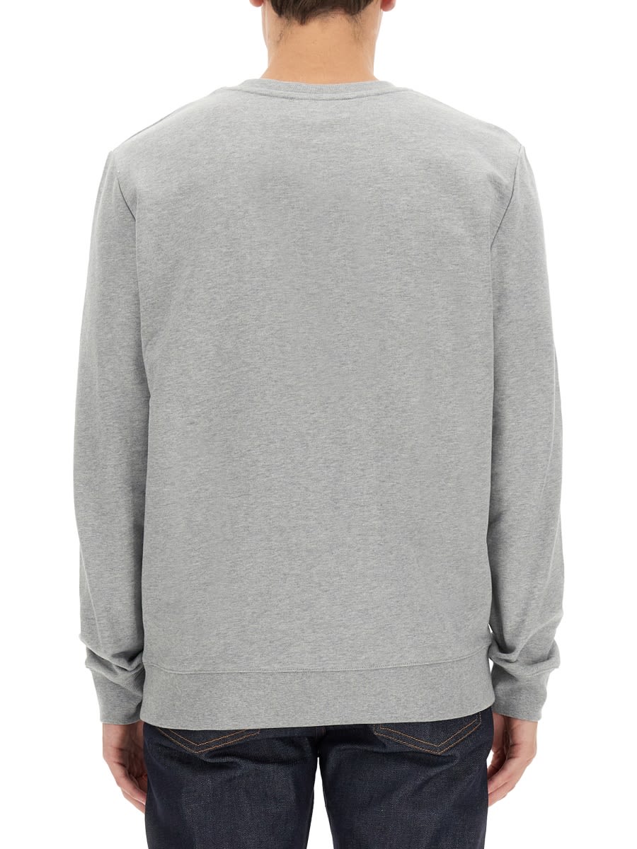 Shop Apc Flocked Logo Sweatshirt In Grey