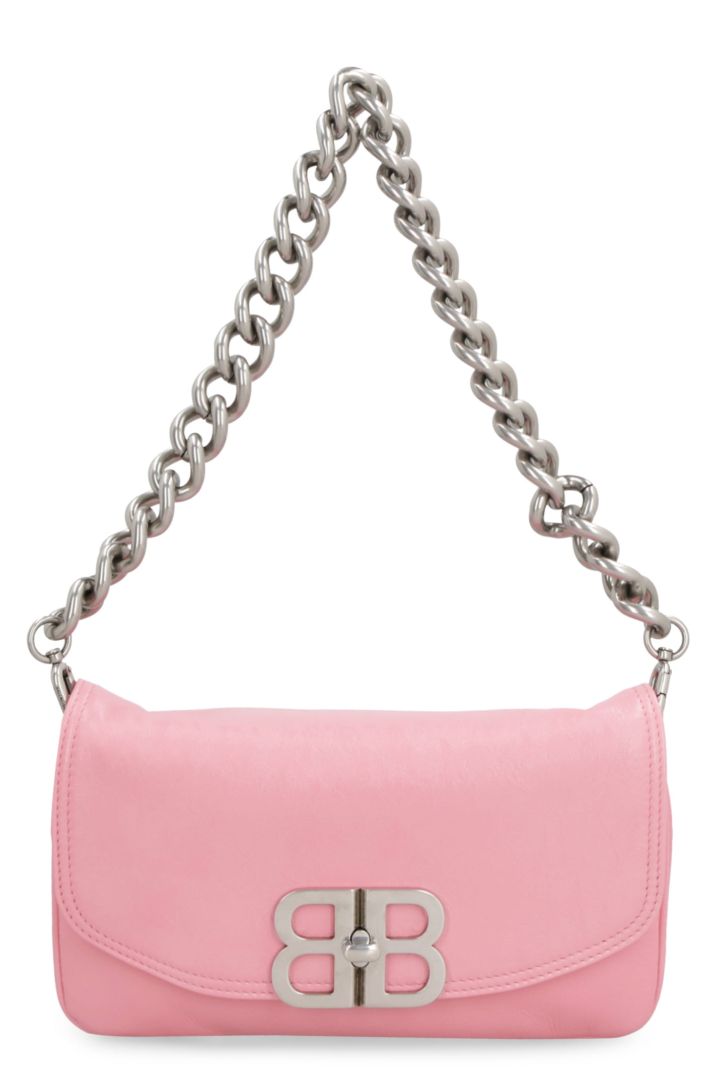 Shop Balenciaga Flap Bb Soft Leather Crossbody Bag In Pink