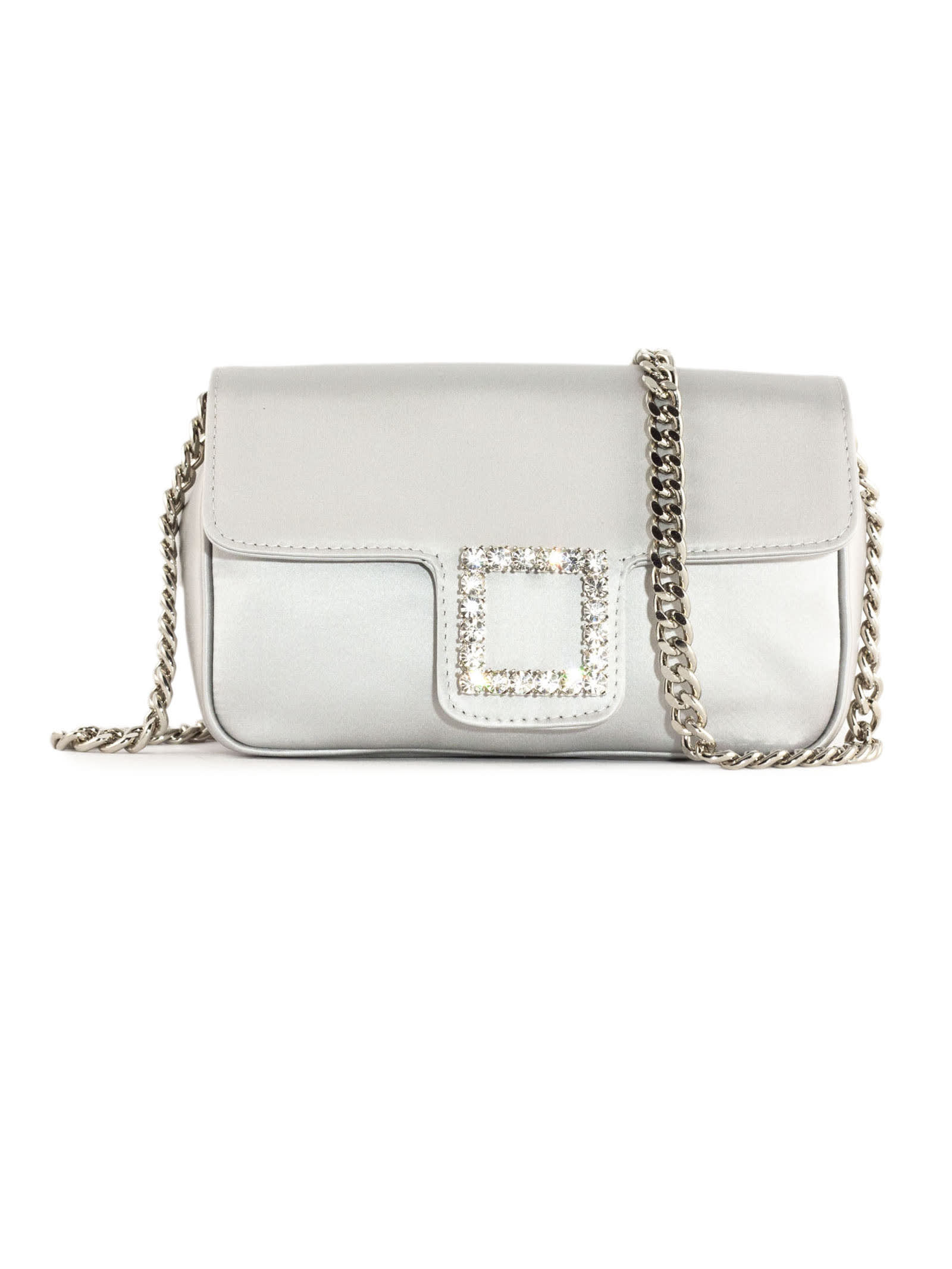 Grey Satin Lunette Shoulder Bag