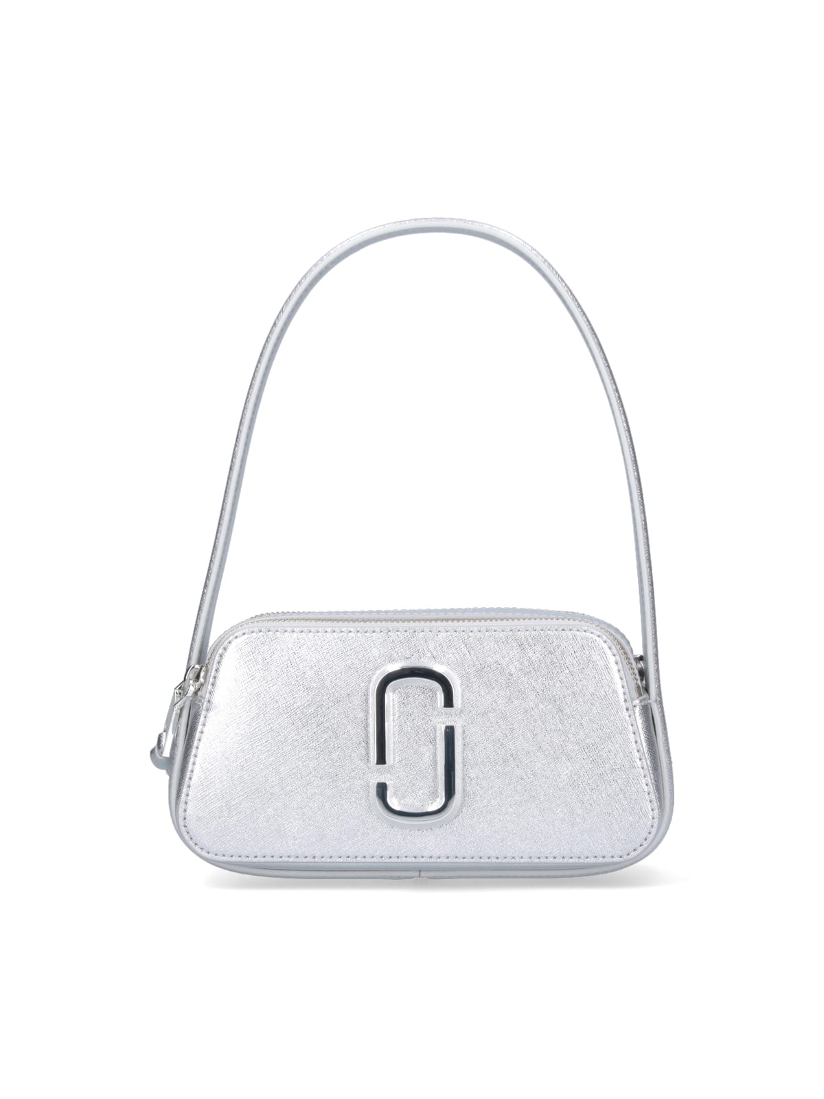Shop Marc Jacobs The Metallic Slingshot Shoulder Bag In Silver