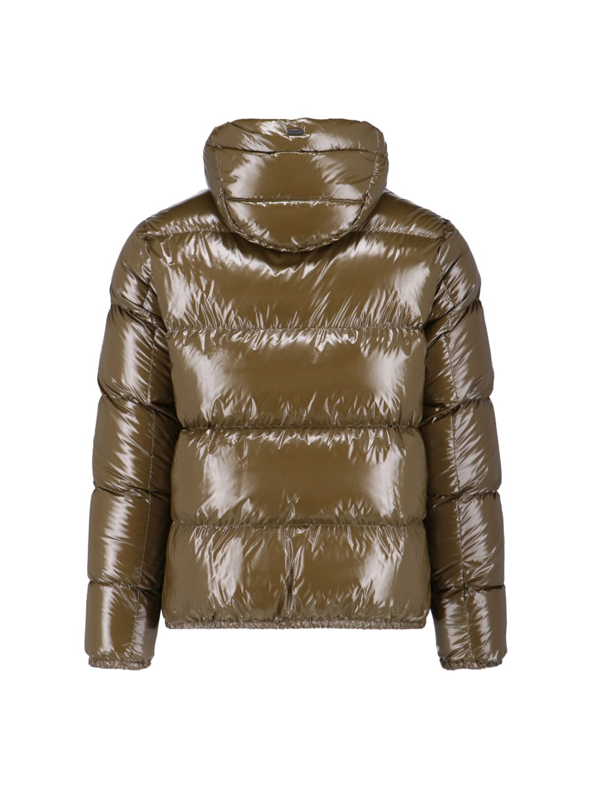 Herno Quilted Hooded Jacket Shiny Finish In Green