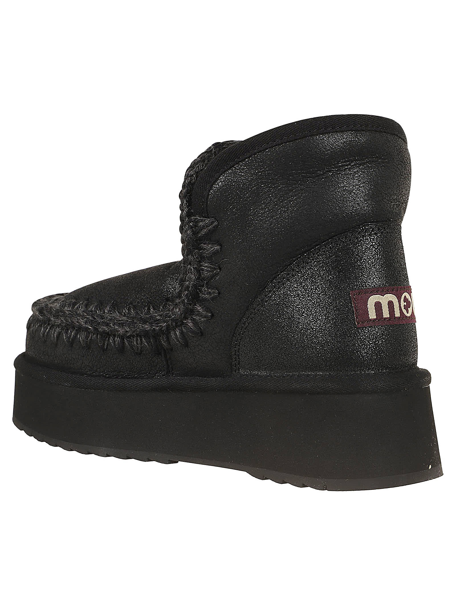 Shop Mou Mini Eskimo Platform Boot In Cbkg Cracked Black Grey