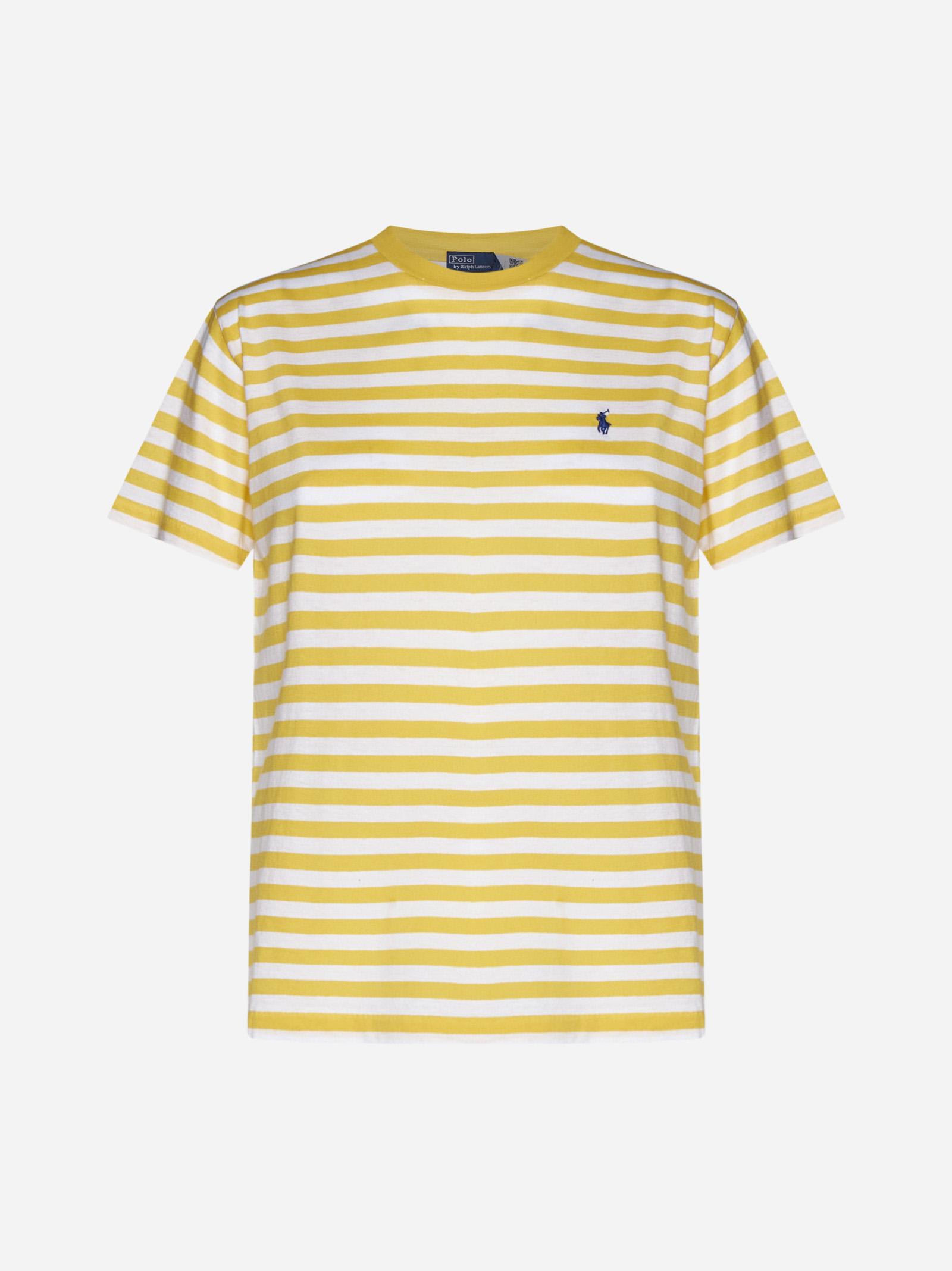 Shop Polo Ralph Lauren Striped Cotton T-shirt In Giallo