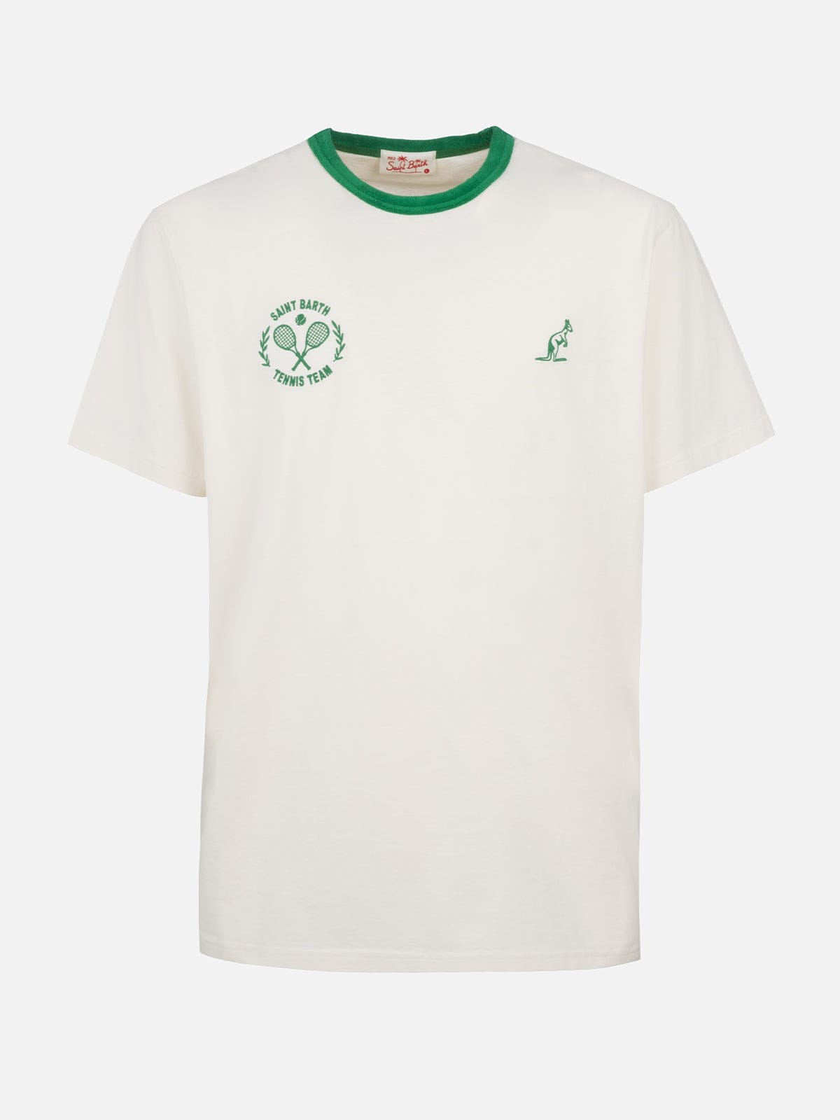 Shop Mc2 Saint Barth Man White Cotton T-shirt Dover With Australian Embroidery Australian Brand Special Edition