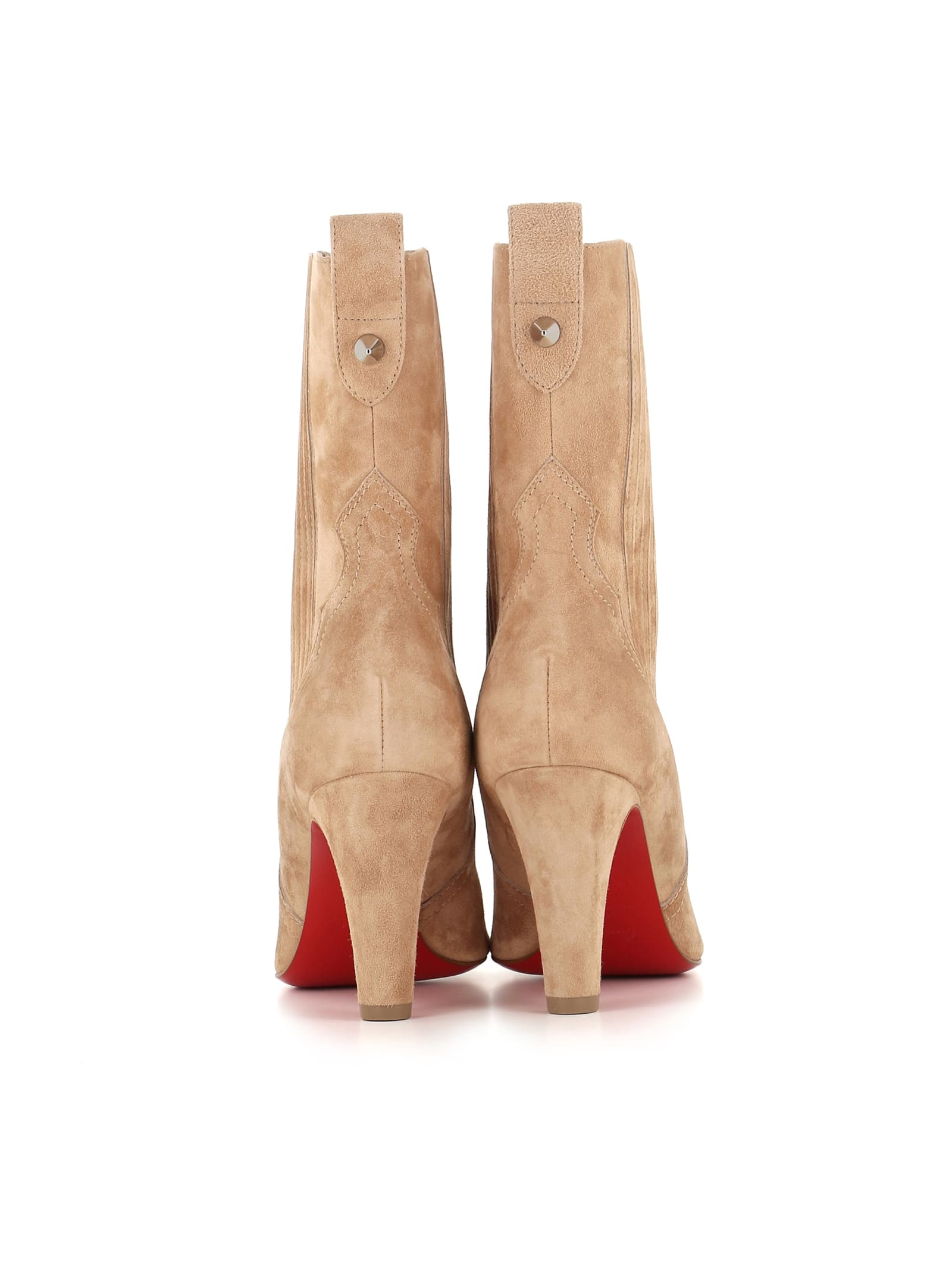 Shop Christian Louboutin Boot Santigag 85 In Sand