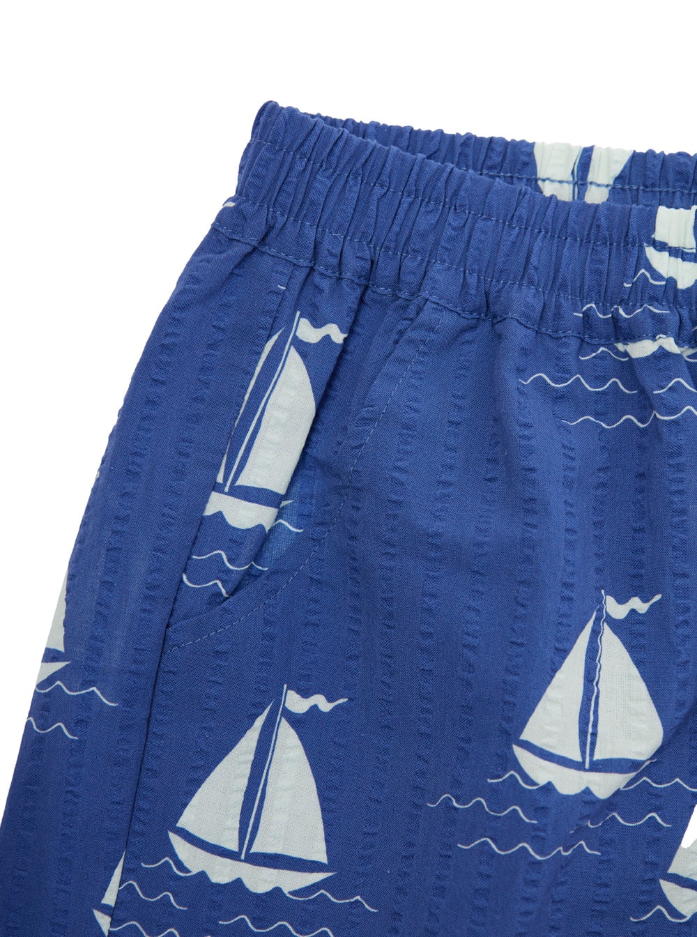Mini Rodini Blue Shorts For Kids With Sailboats In Blu