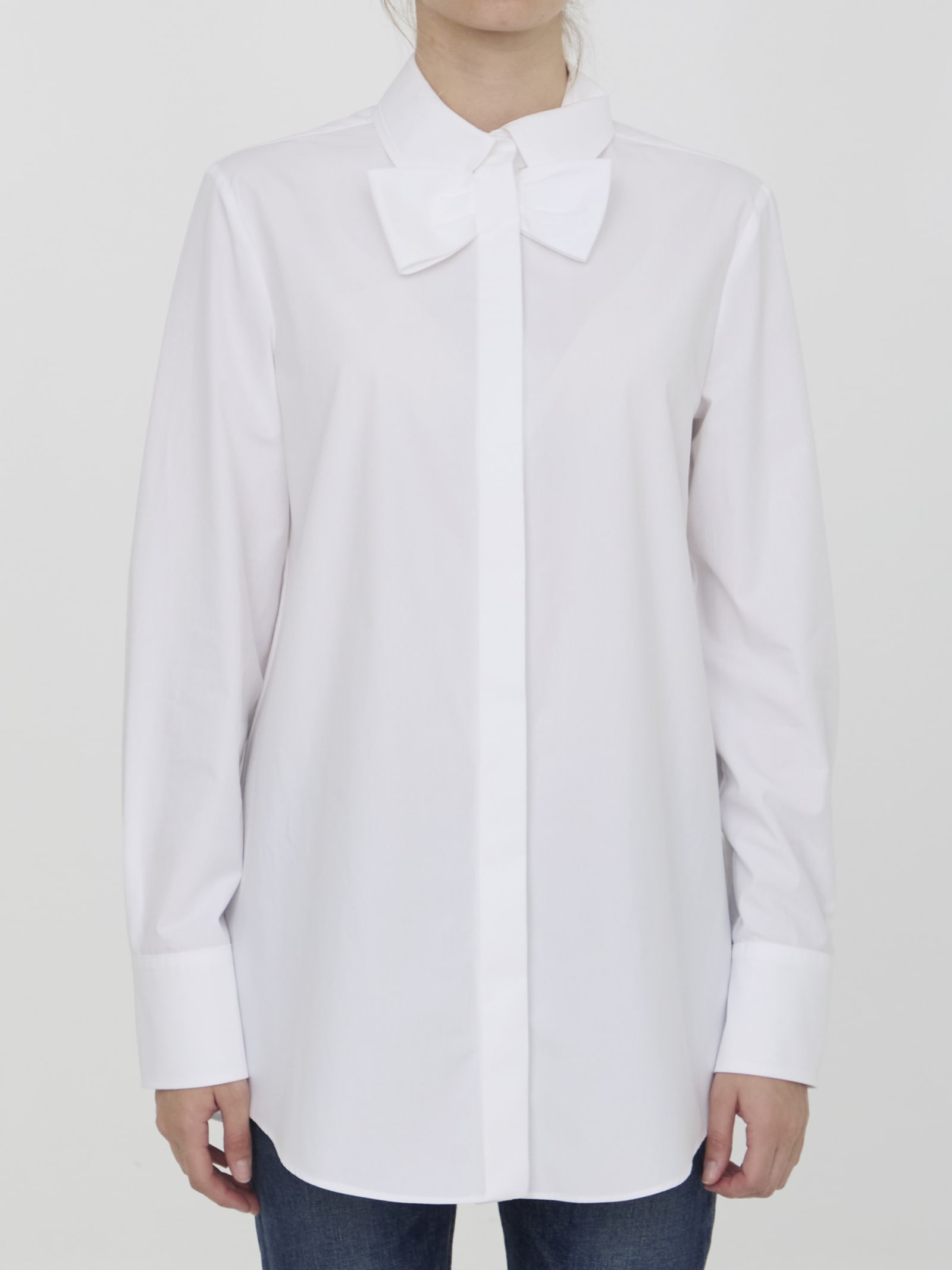 Shop Valentino Cotton Poplin Shirt In White