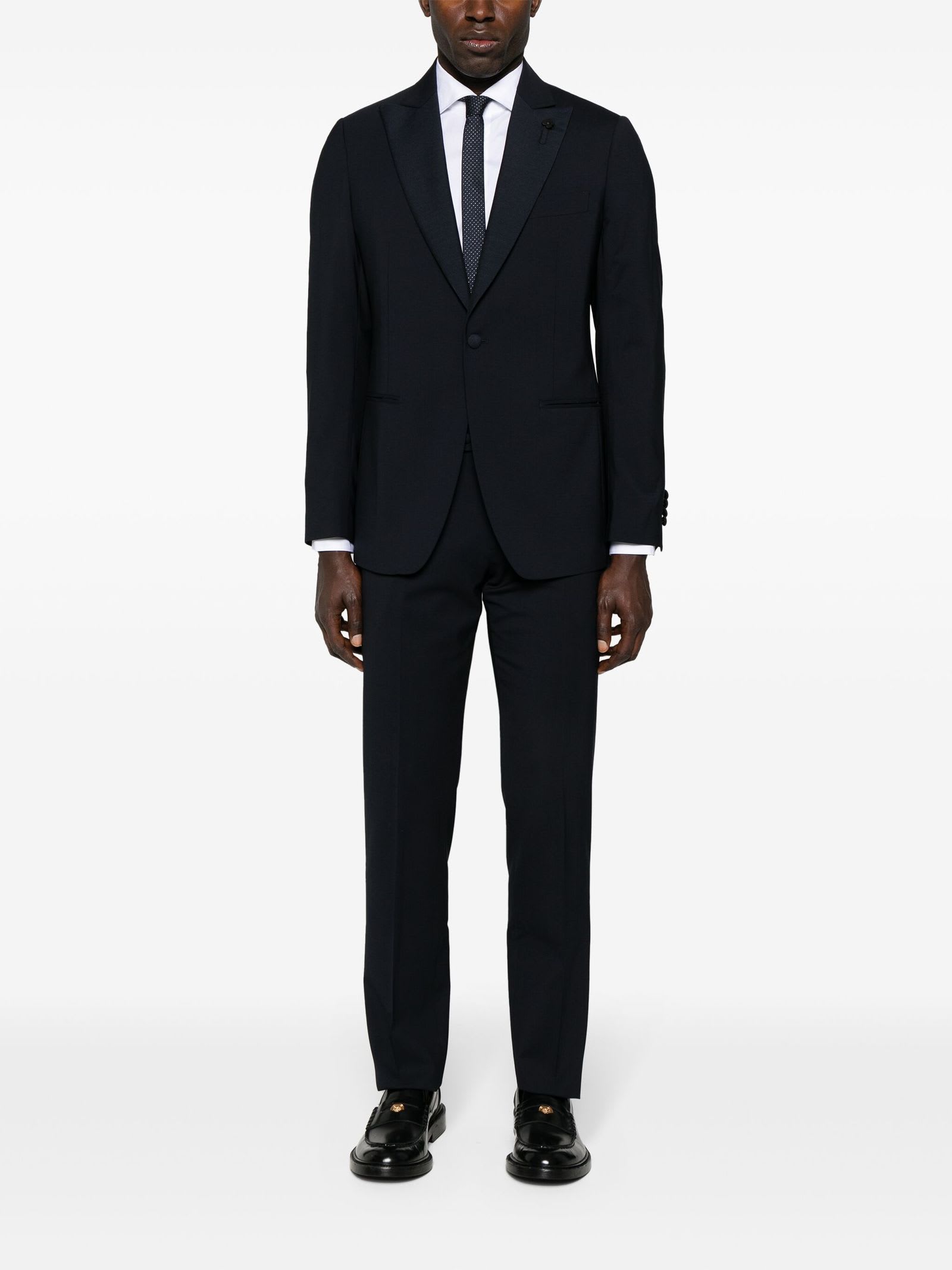 Shop Lardini Single-breasted Wool Suit In Blue