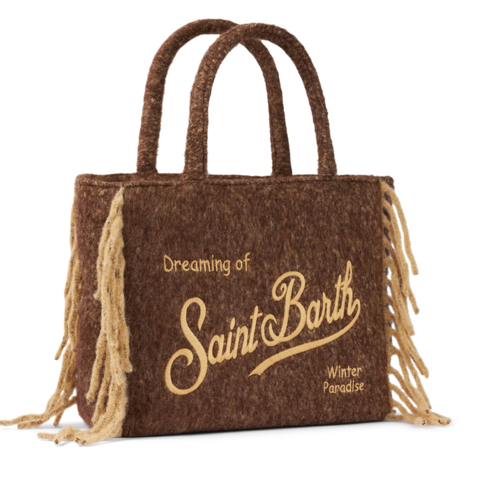 Shop Mc2 Saint Barth Vanity Blanket Brown Shoulder Bag With Fringes In Multicolor
