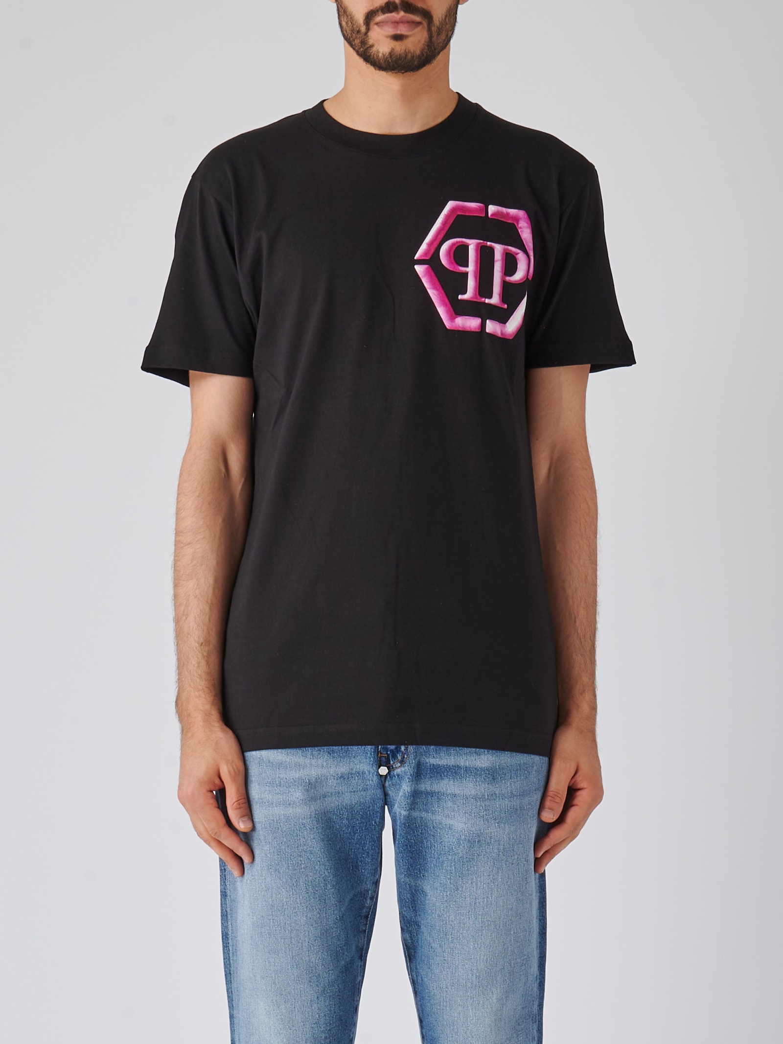 Philipp Plein Round Neck Ss T-shirt In Nero