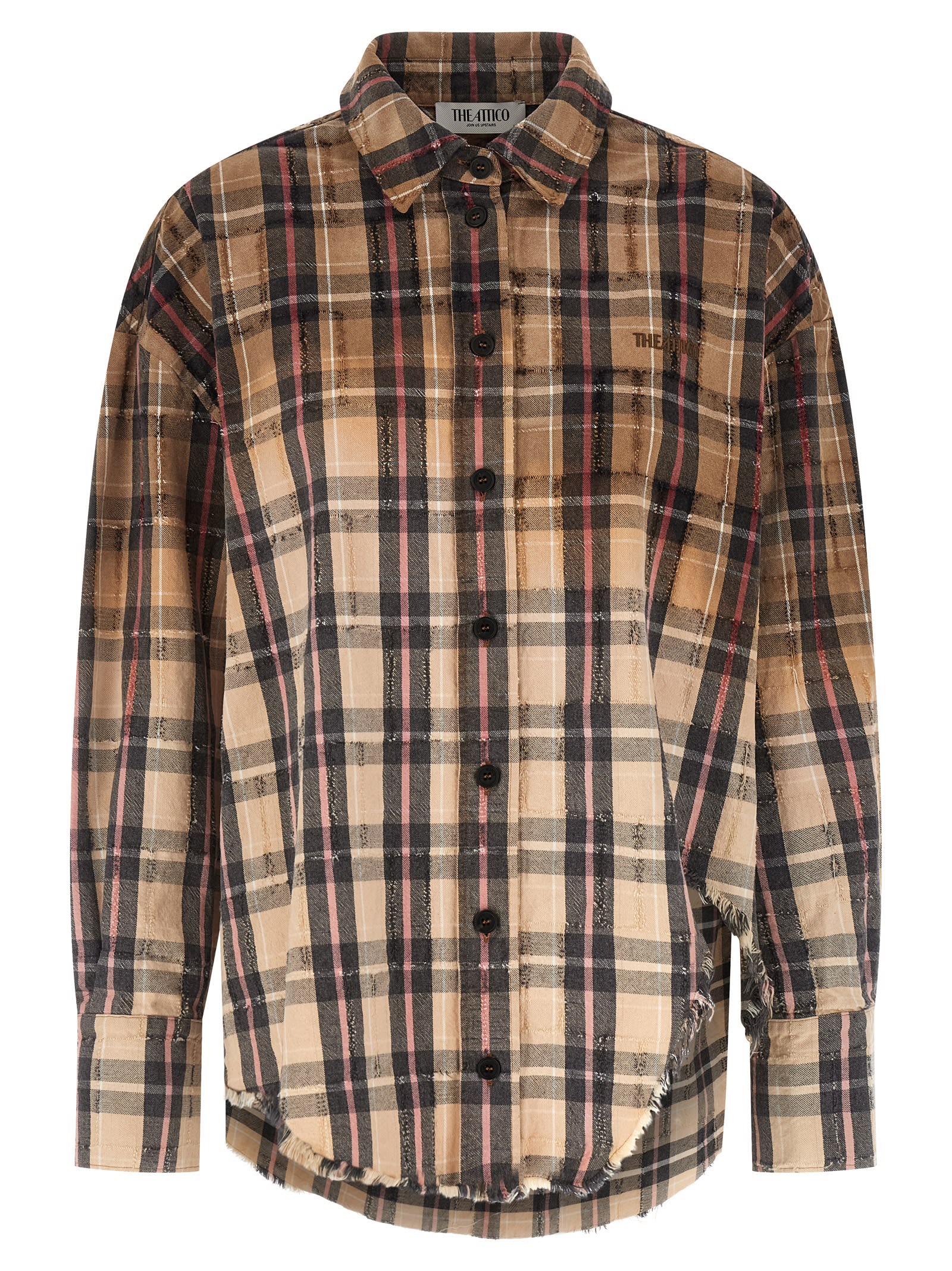 Attico Check Shirt Shirt And Blouse Multicolor In Brown