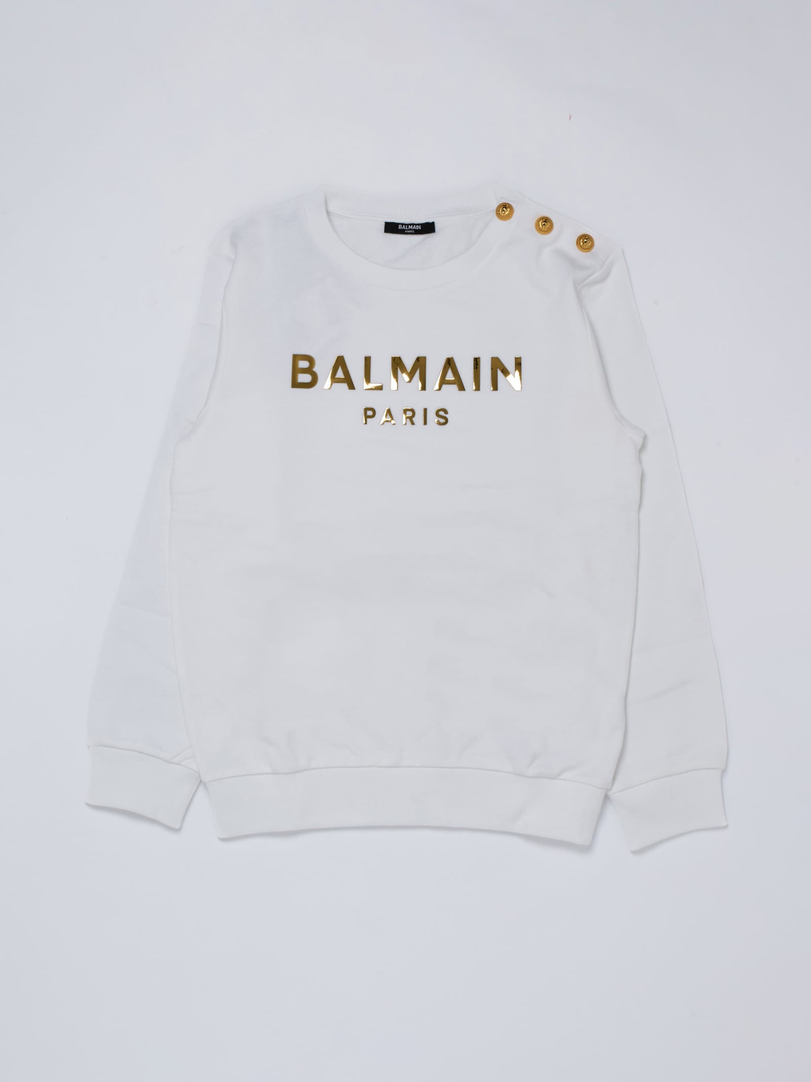 Balmain Kids' Sweatshirt Sweatshirt In Bianco-oro
