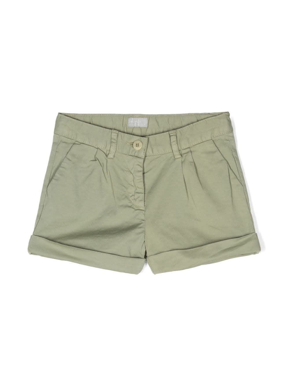 Shop Il Gufo Shorts In Sage Green Stretch Gabardine