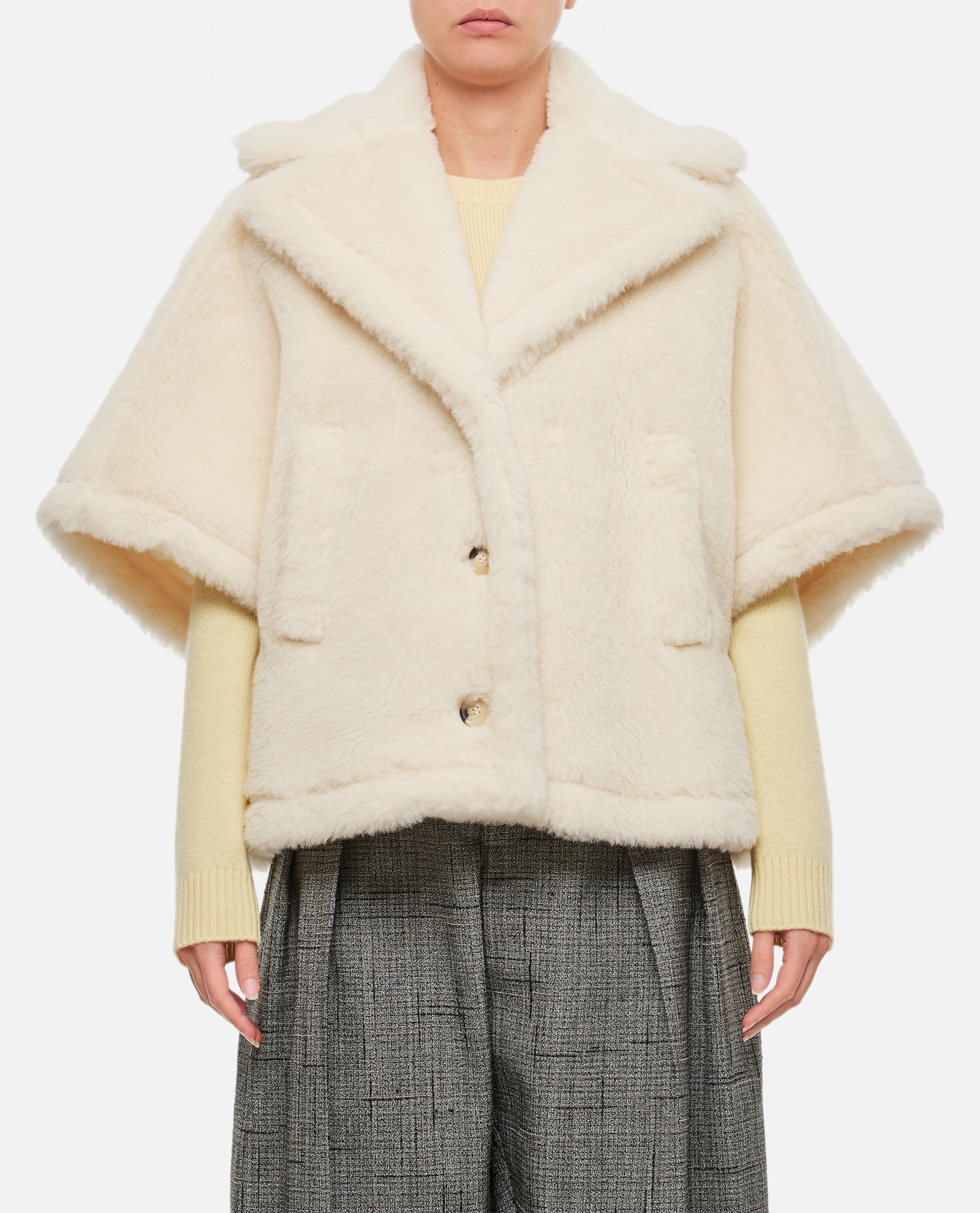 Shop Max Mara Aleggio Teddy Cape In White