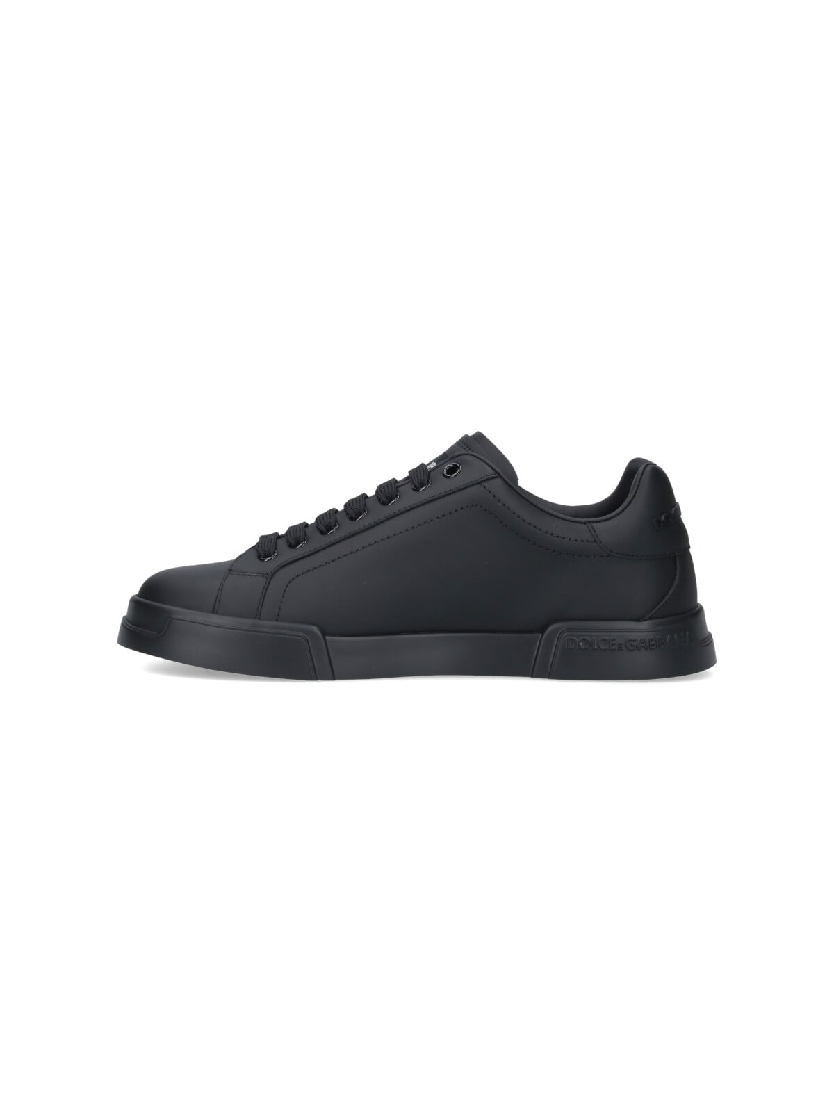 Dolce & Gabbana Portofino Sneakers In Nappa Color Black In Black