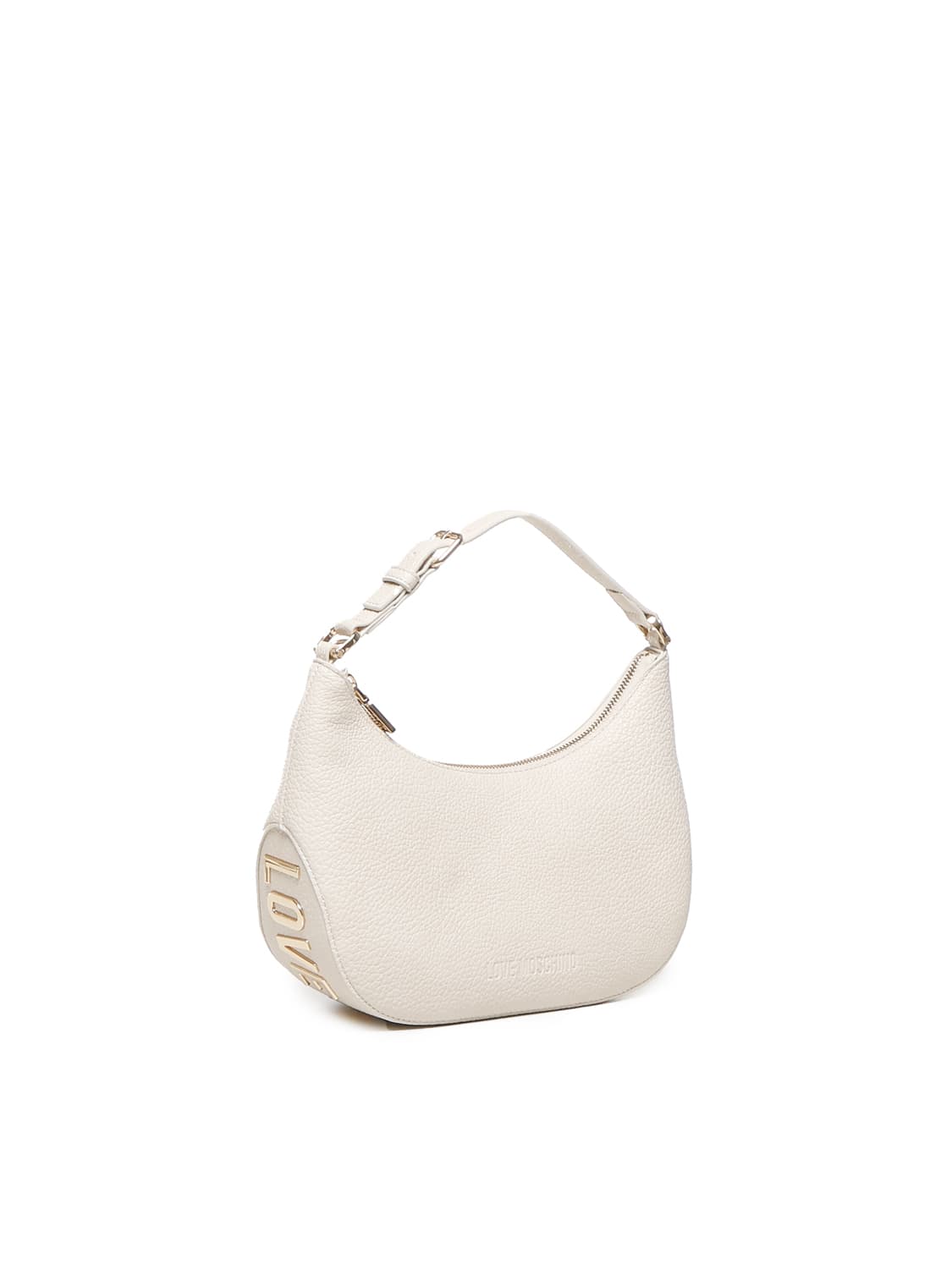 Shop Love Moschino Bag With Lettering Logo In Ivory