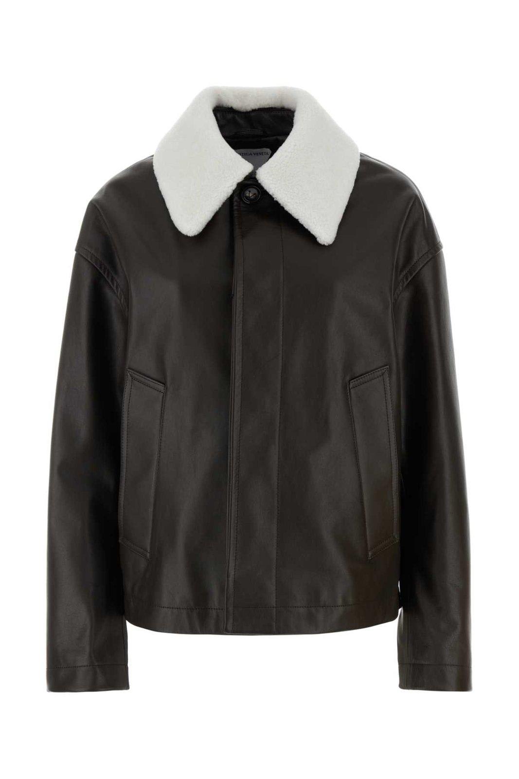 Shop Bottega Veneta Removable Shearling Collared Jacket In Brown