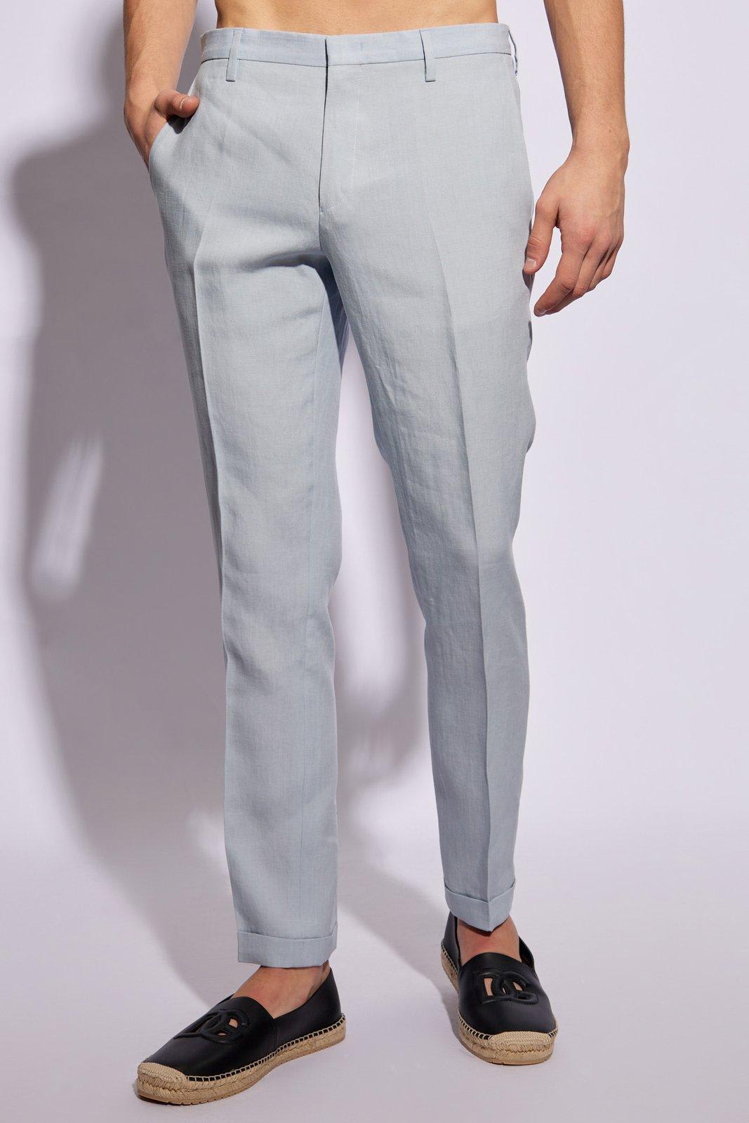 Shop Paul Smith Linen Pleat Front Trousers In Light Blue