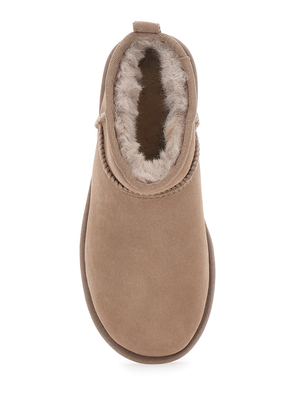 Ugg 'ultra Mini' Beige Ankle Boots With Logo On The Heel In Suede Woman In Nude