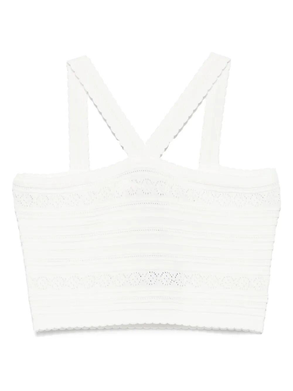 Shop Twinset Lace Detail Crop Top