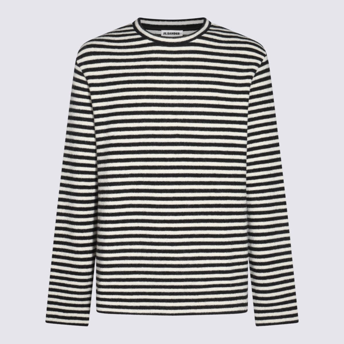 Shop Jil Sander White And Black Wool Knitwear