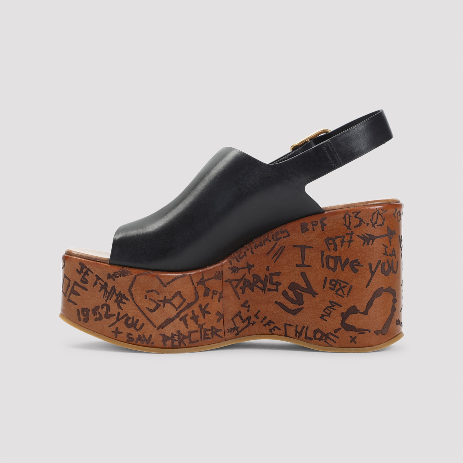 Chloé Maxime Wedge Sandals In Black