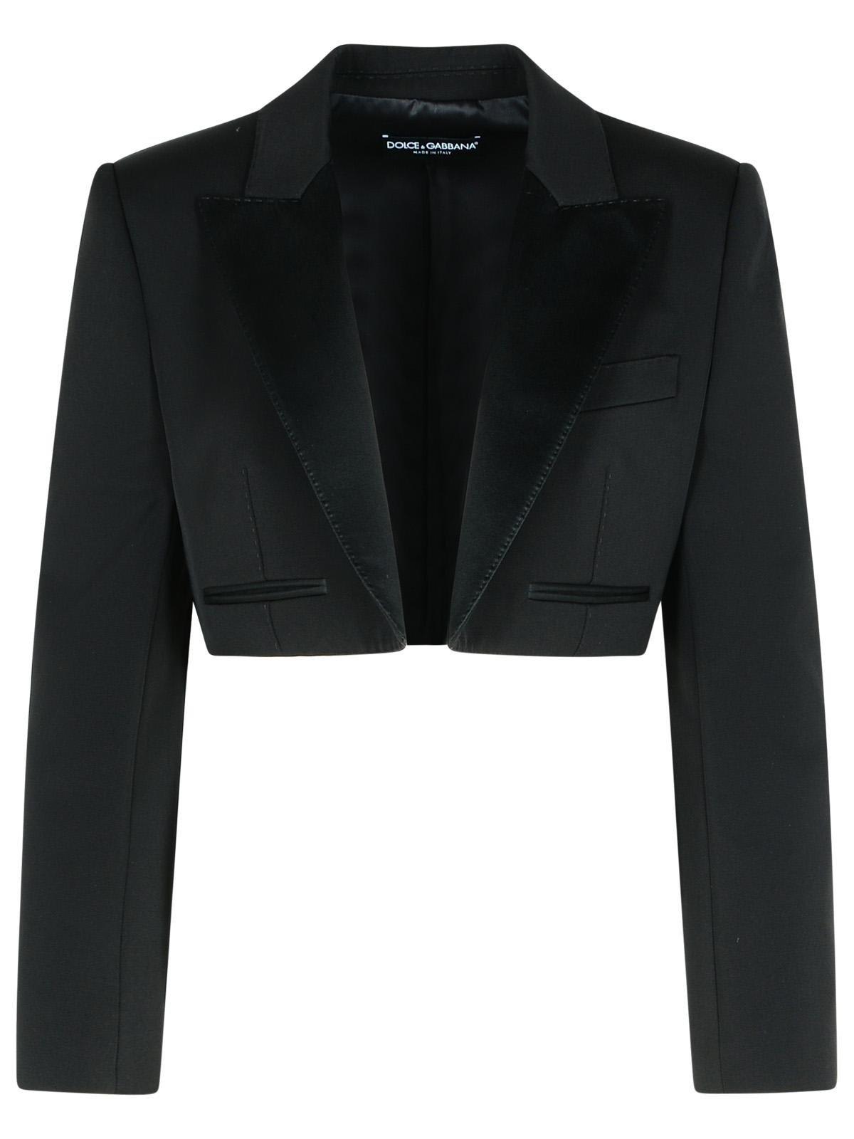 Shop Dolce & Gabbana Gabardine Spencer Tuxedo Jacket In Nero