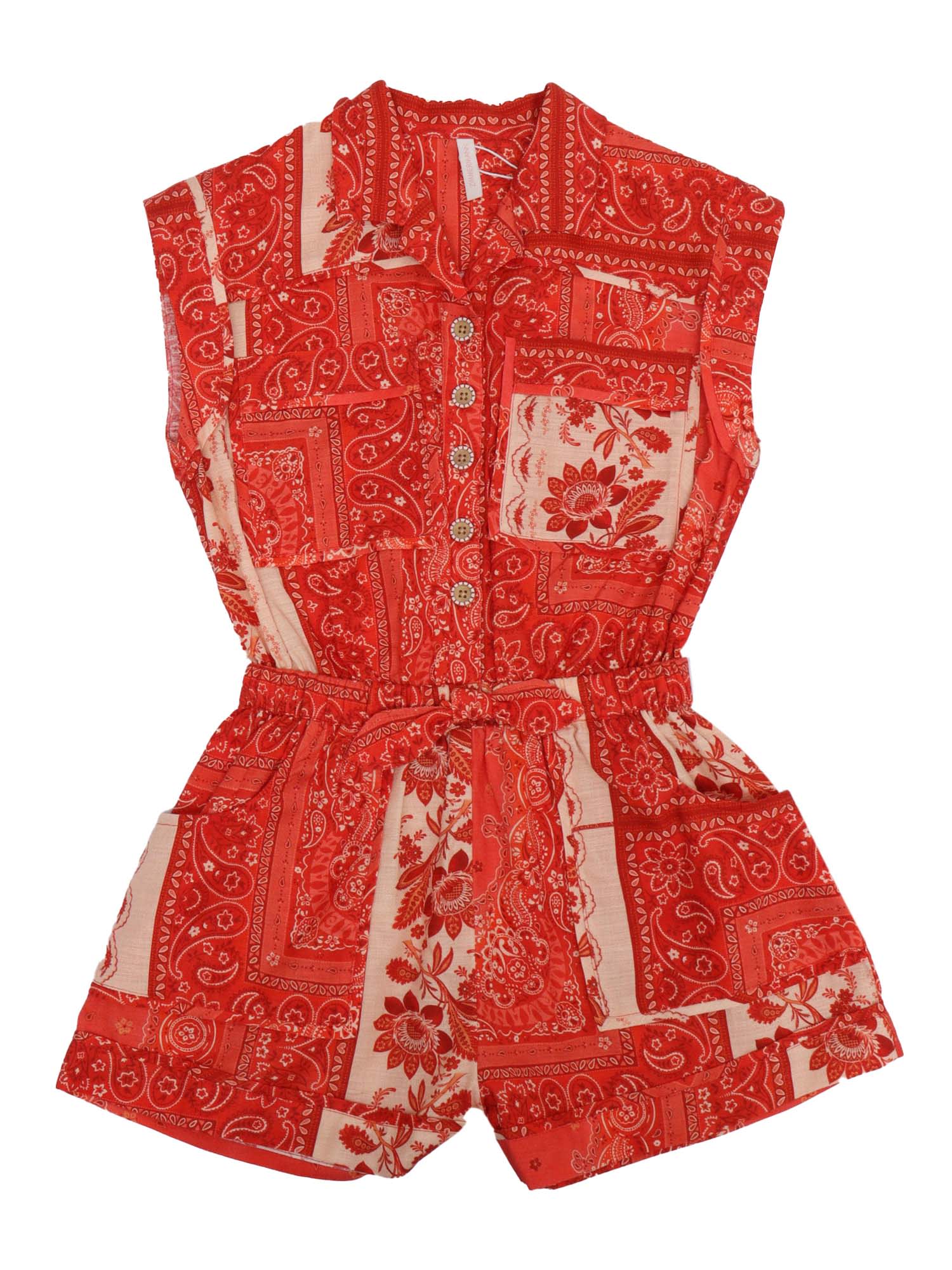 Zimmermann Lucky Kids Pocket Playsuit In Red