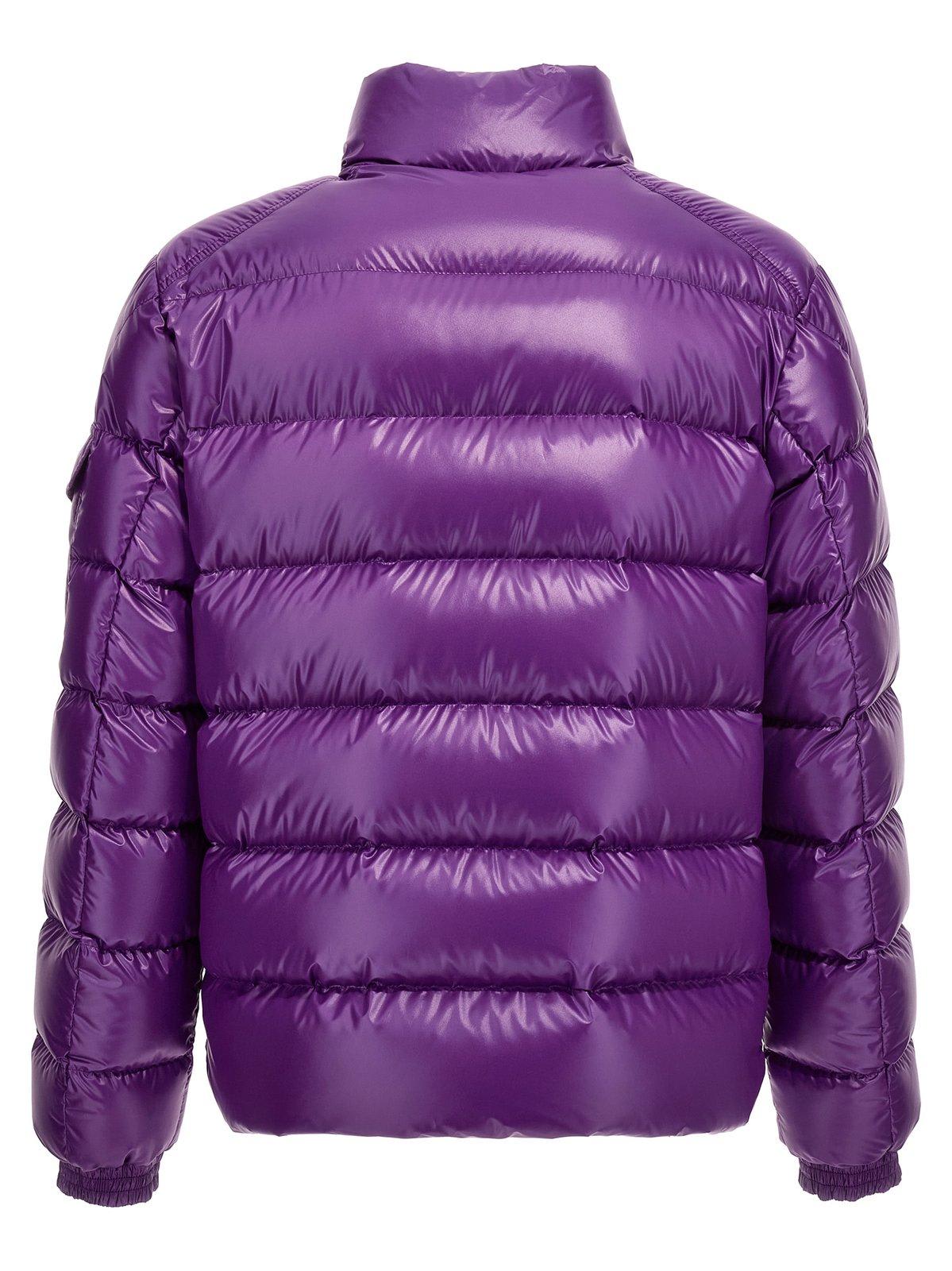 Shop Moncler Lule High Neck Zipup Padded Jacket In Purple