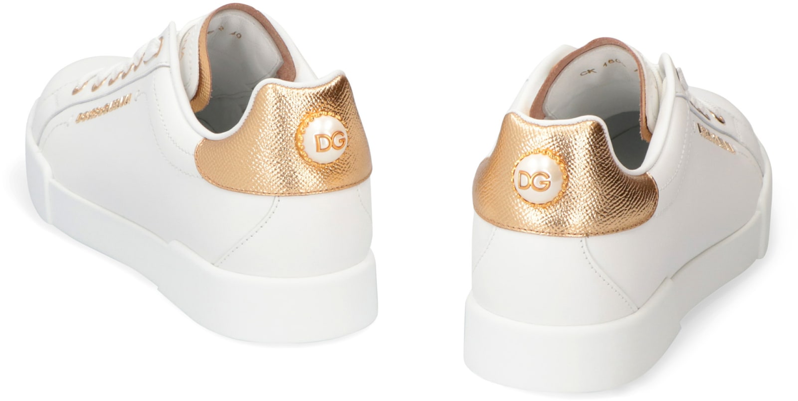 Shop Dolce & Gabbana Portofino Leather Low-top Sneakers In White