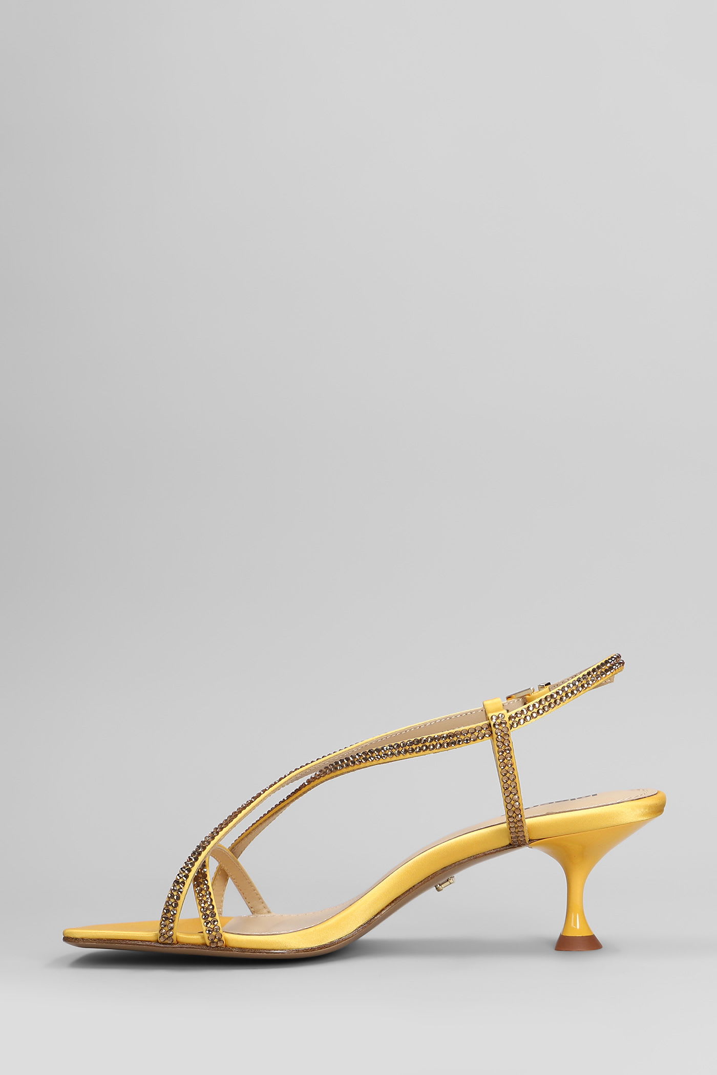 Lola Cruz Liberty Heel 55 Sandals In Yellow Leather In Yellow