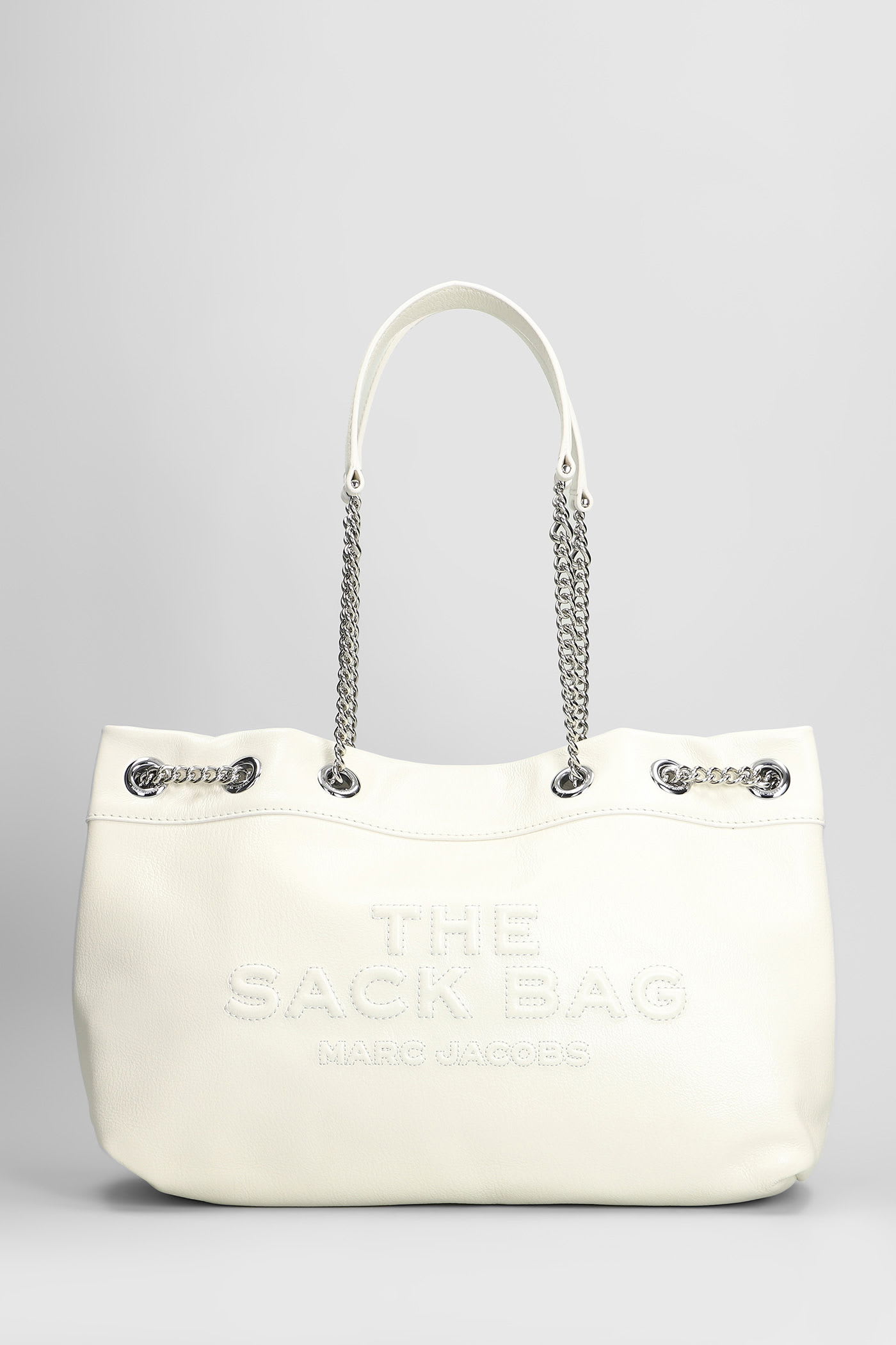 The Chain Sack Shoulder Bag In White Leather