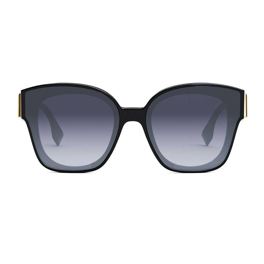 Shop Fendi Square Frame Sunglasses In 01w - Black