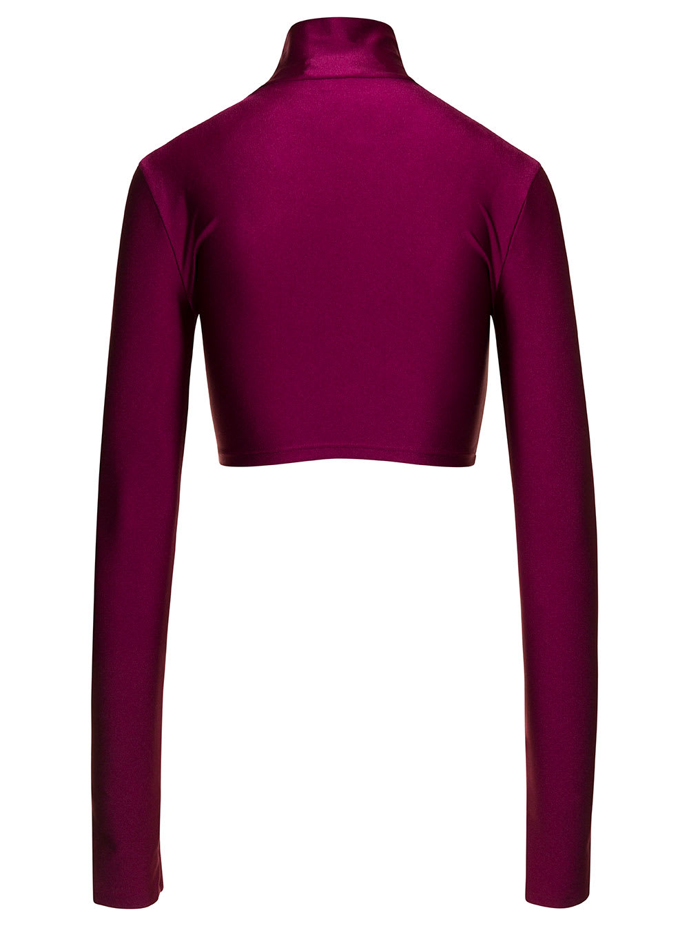 Shop The Andamane Orchid Bordeaux Turtleneck Crop Top In Stretch Polyamide Woman