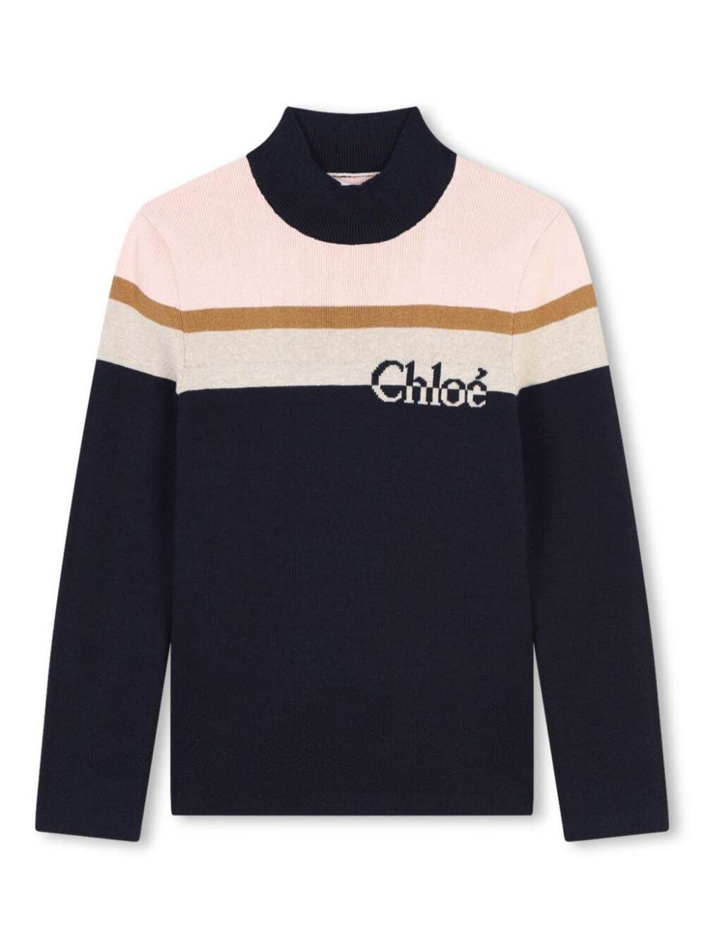 Chloé Roll-neck Knitted Jumper In Blu