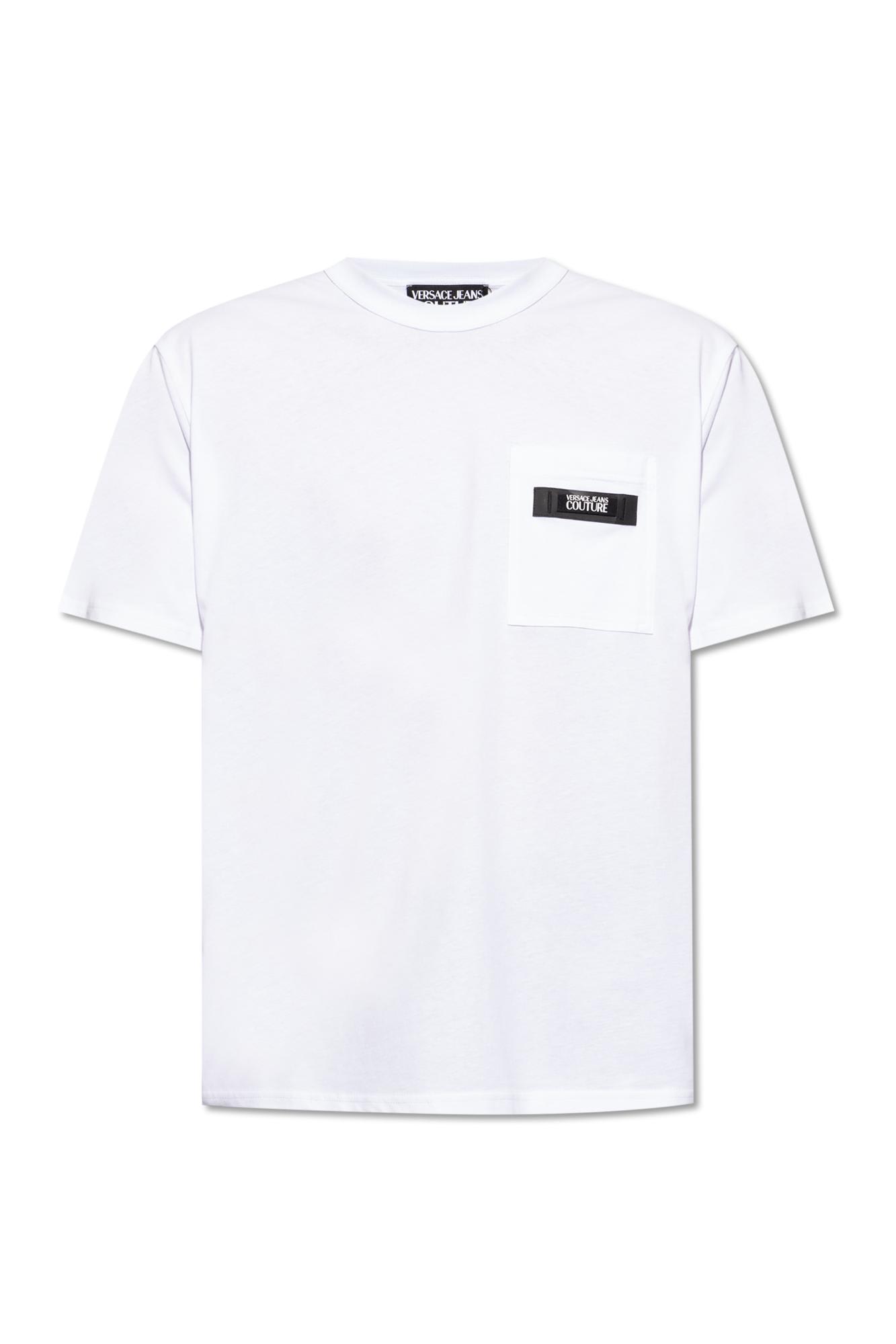 Shop Versace Jeans Couture T-shirt With Pocket In Bianco