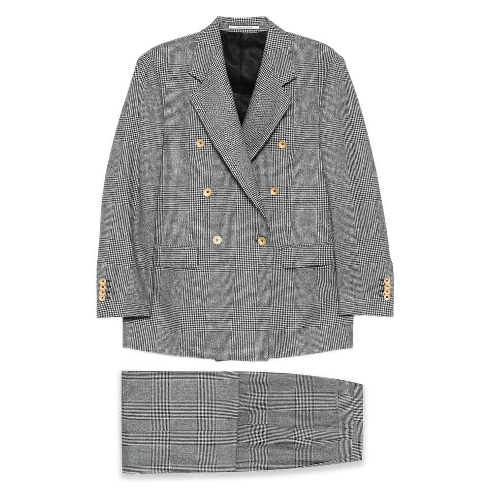 Tagliatore Double-breasted Jacket In Prince Of Wales Wool In Gray