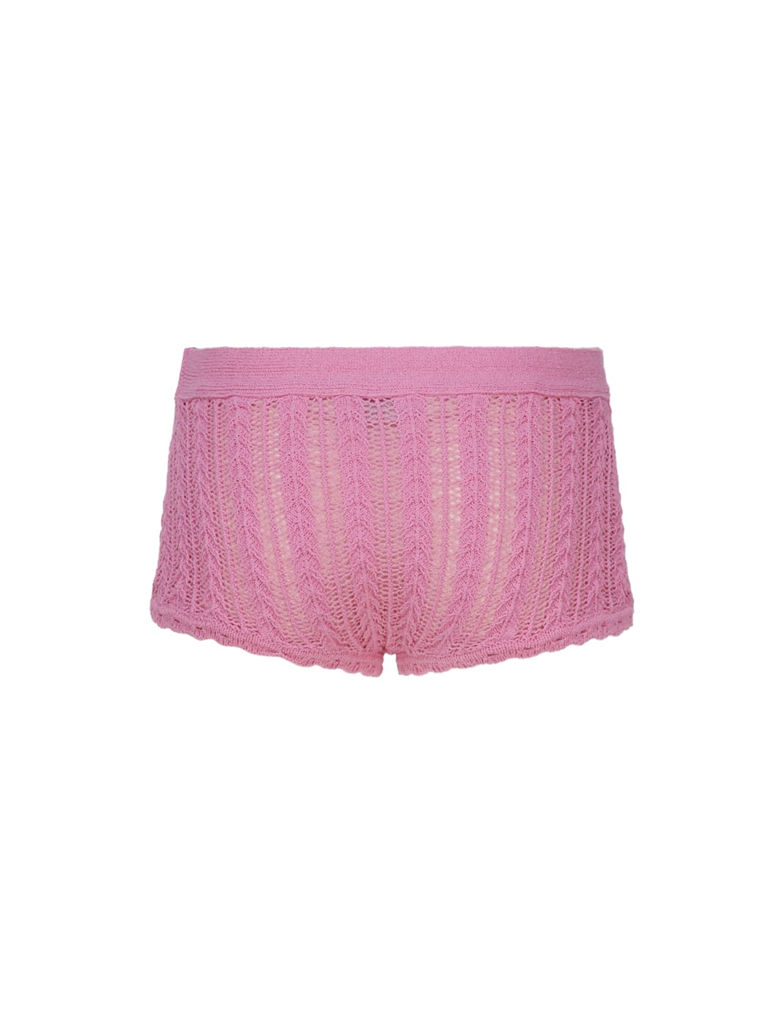 Shop Blumarine Cotton Knit Shorts In Pink Geranio