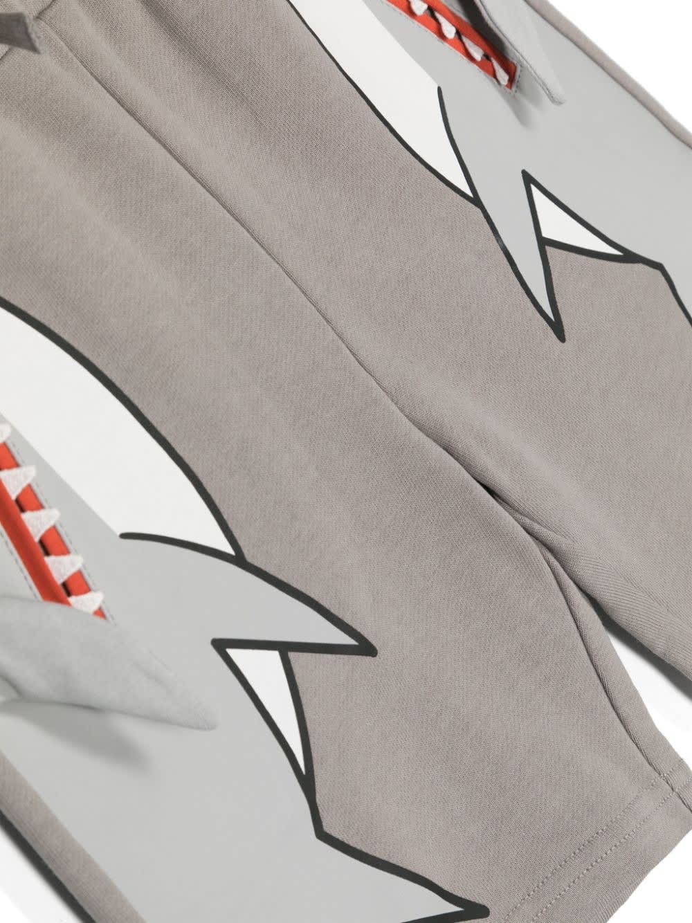 Shop Stella Mccartney Double Shark Motif Jersey Shorts In Grey