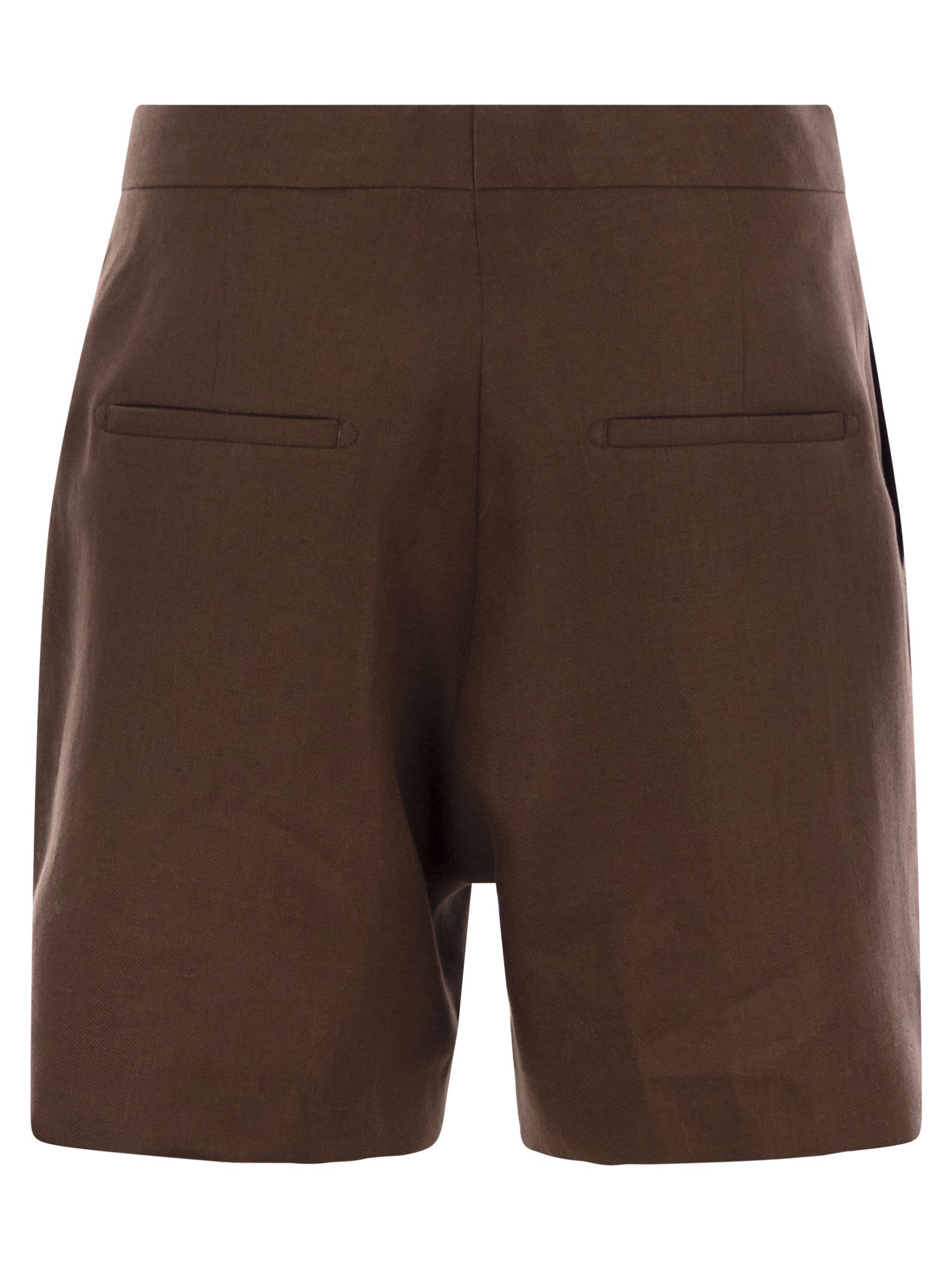 Tagliatore Women Linen Chino Bermuda Shorts In Brown