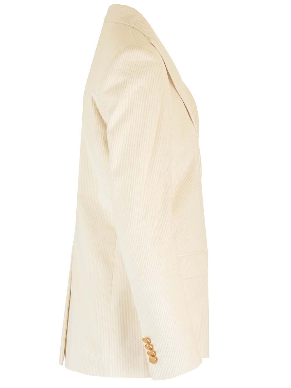 Shop Tagliatore Bertha Corduroy Blazer In White