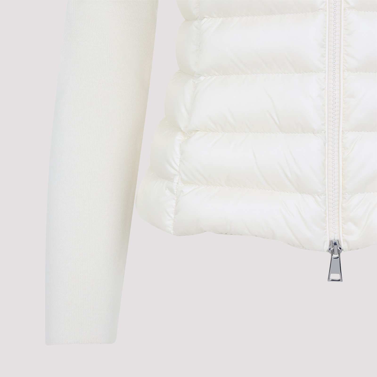 Moncler Quilted Wool Jacket Feather Insert In White