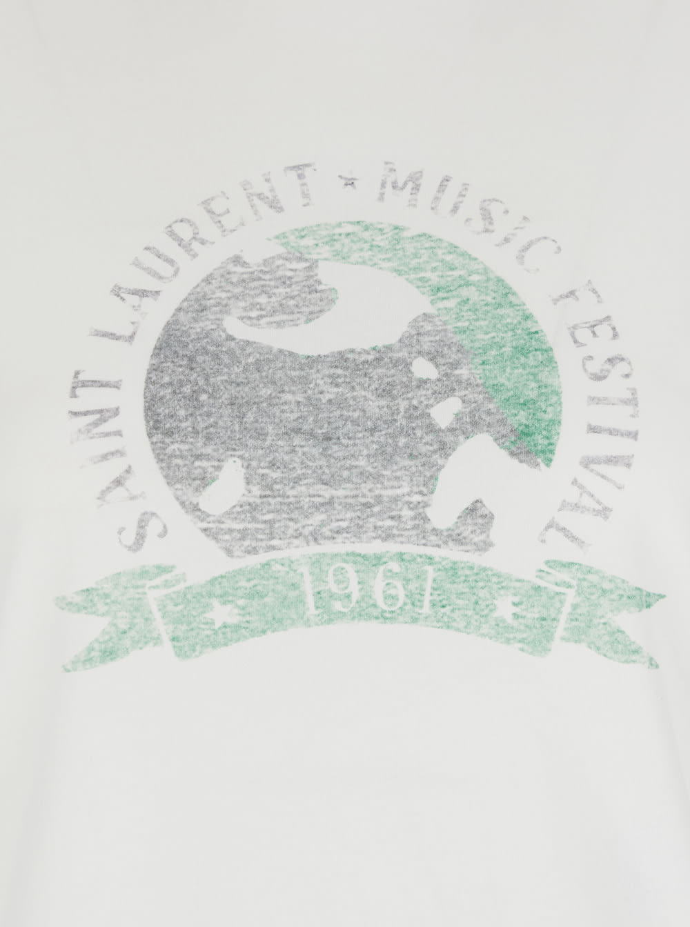 Saint Laurent White T-shirt With Graphic Print On The Front In Cotton Woman In White