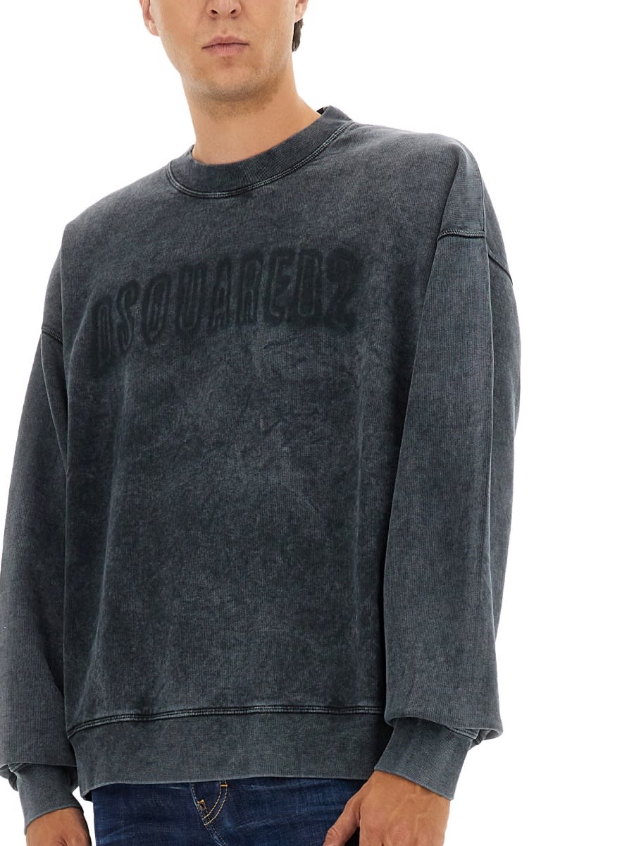 Dsquared2 Washed Black Long-sleeve Sweatshirt In Blue