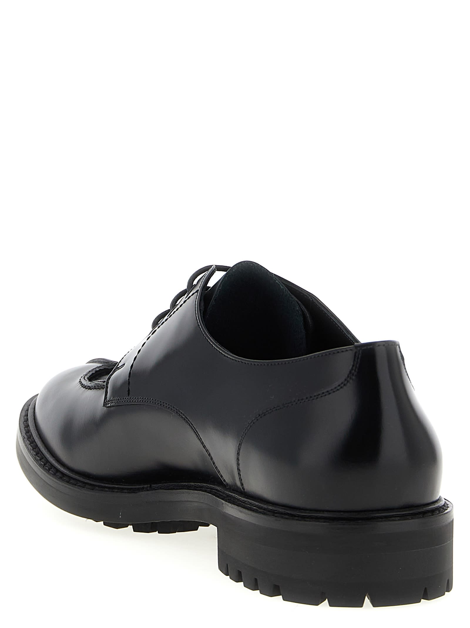 Saint Laurent Smooth Leather Linen Derbies Shoes In Black