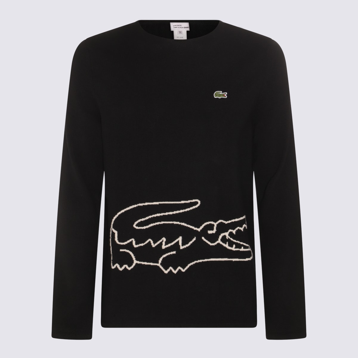 Shop Comme Des Garçons Black Wool Crocodile Sweater