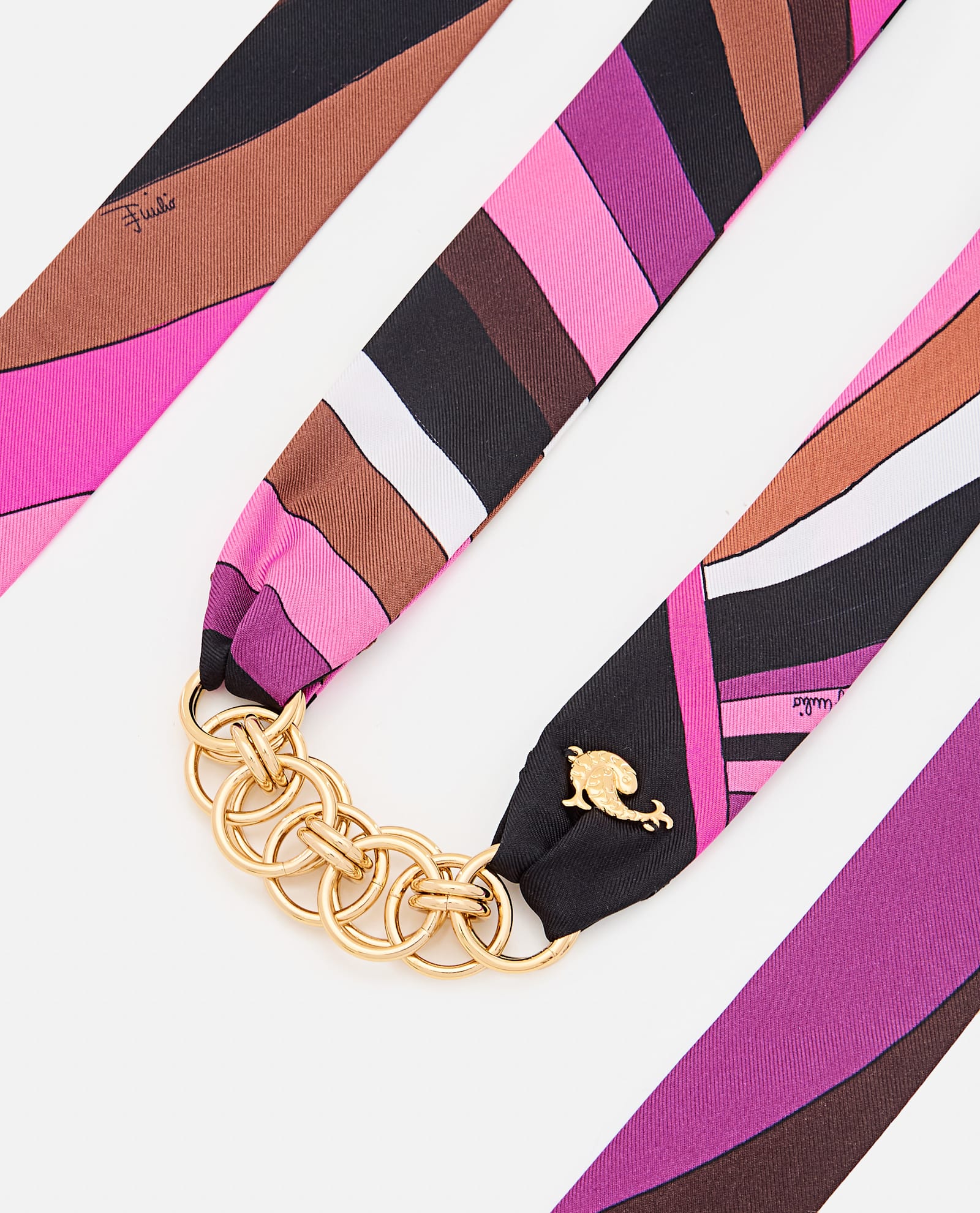 Shop Pucci Silk Twill Bandeau Chain Bracelet In Multicolour