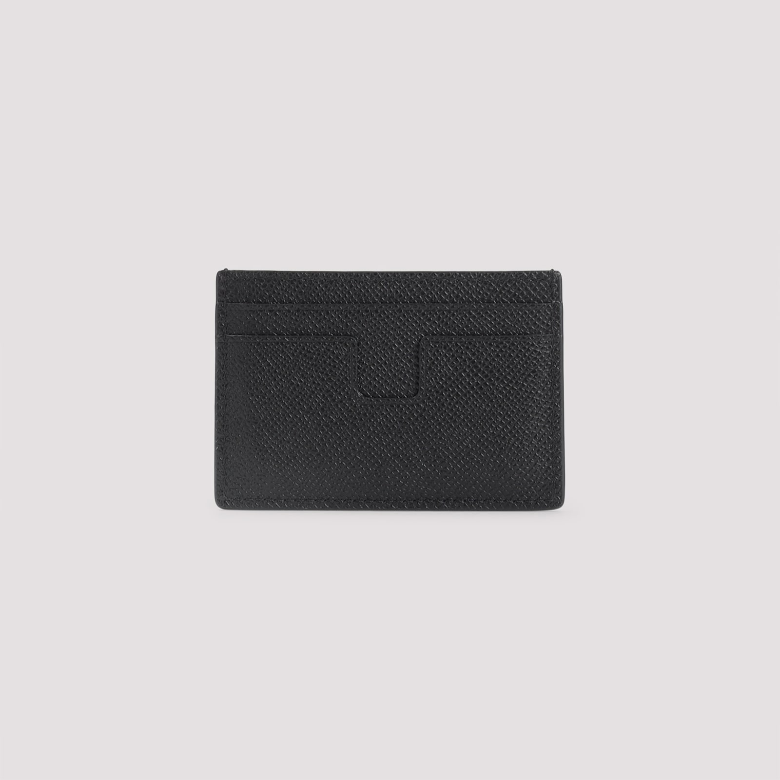 Tom Ford Black Calf Leather Card Holder In Black