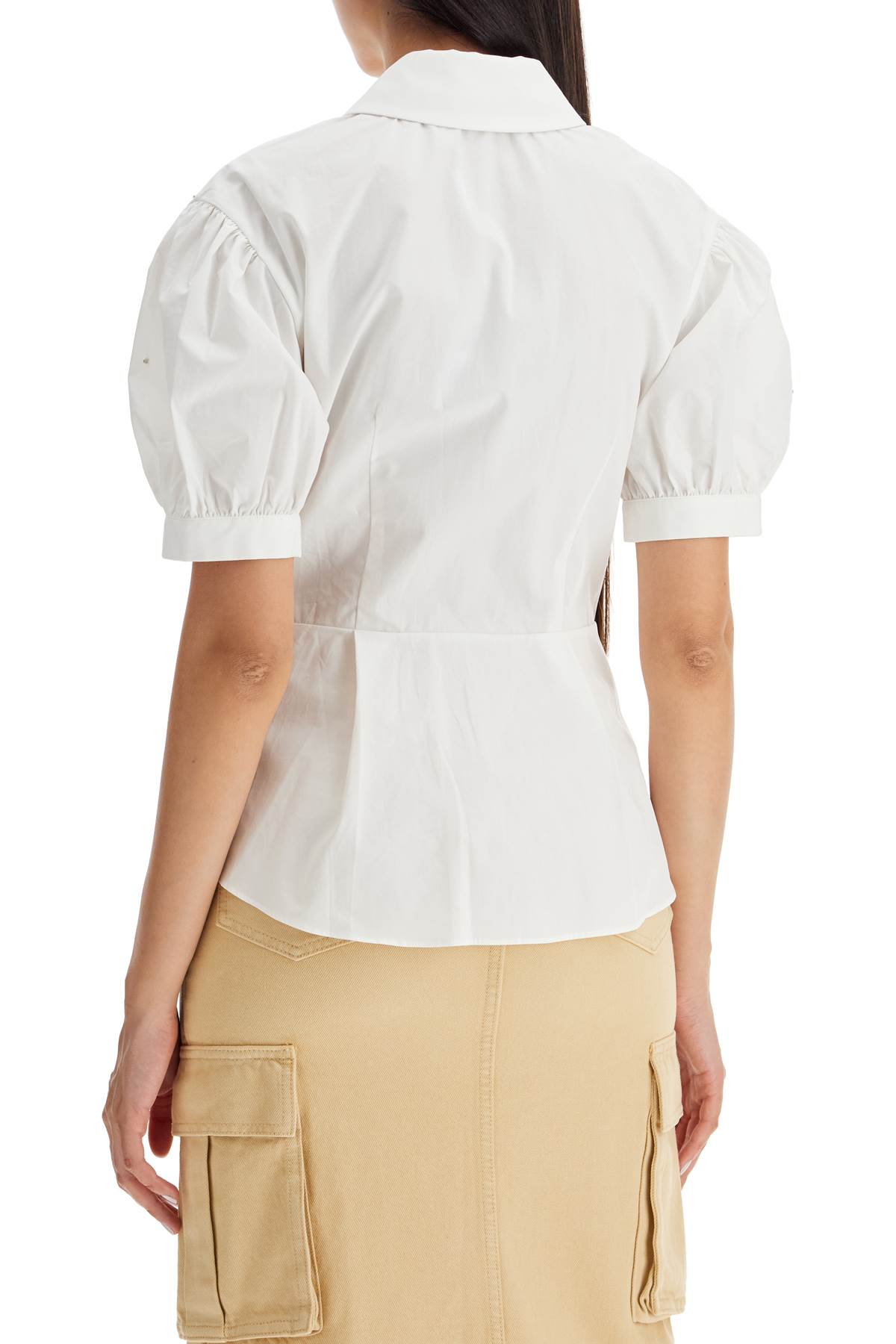 Shop Self-portrait Fitted Cotton Shirt With Tailored In White (white)